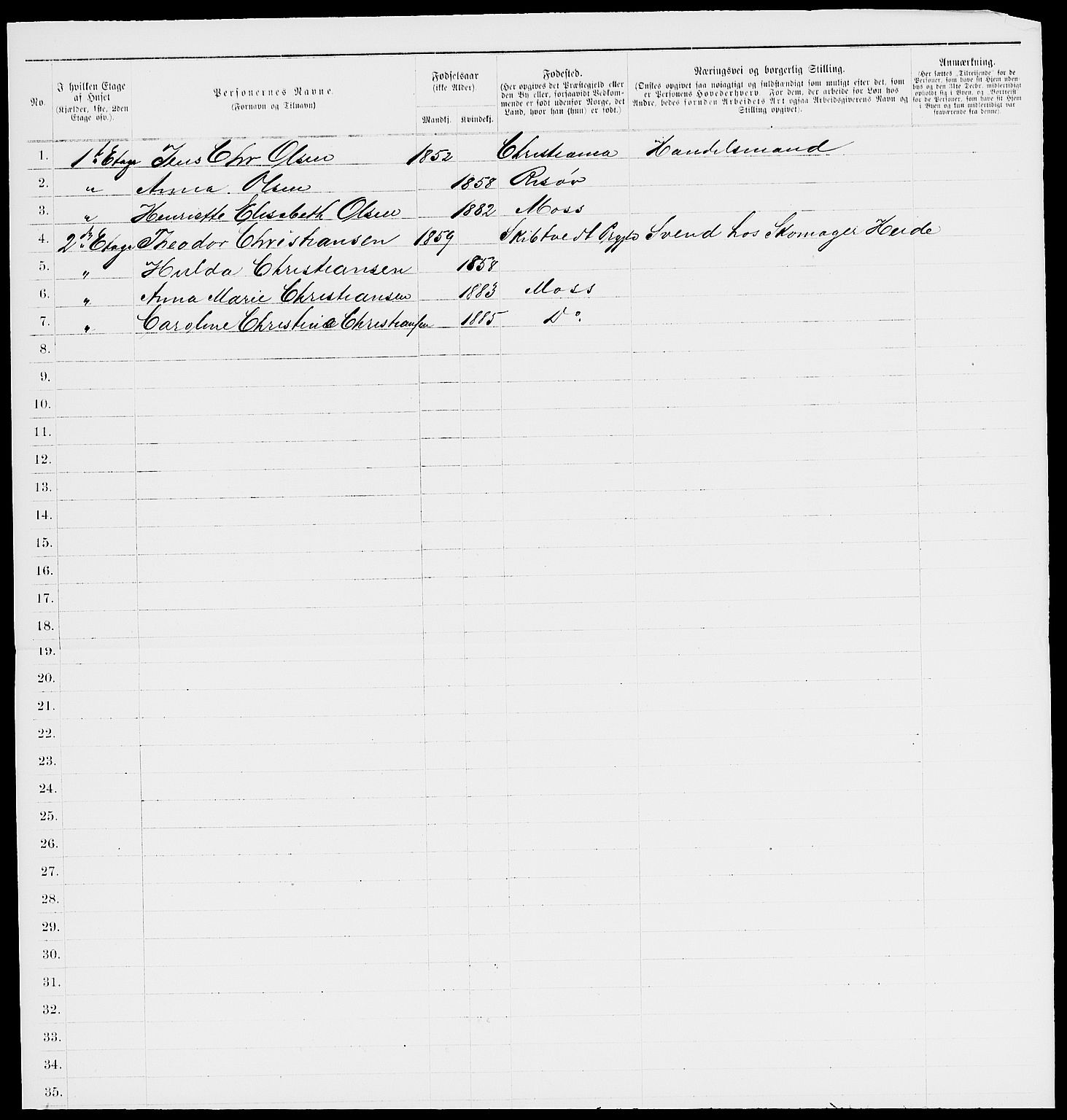 RA, 1885 census for 0104 Moss, 1885, p. 237