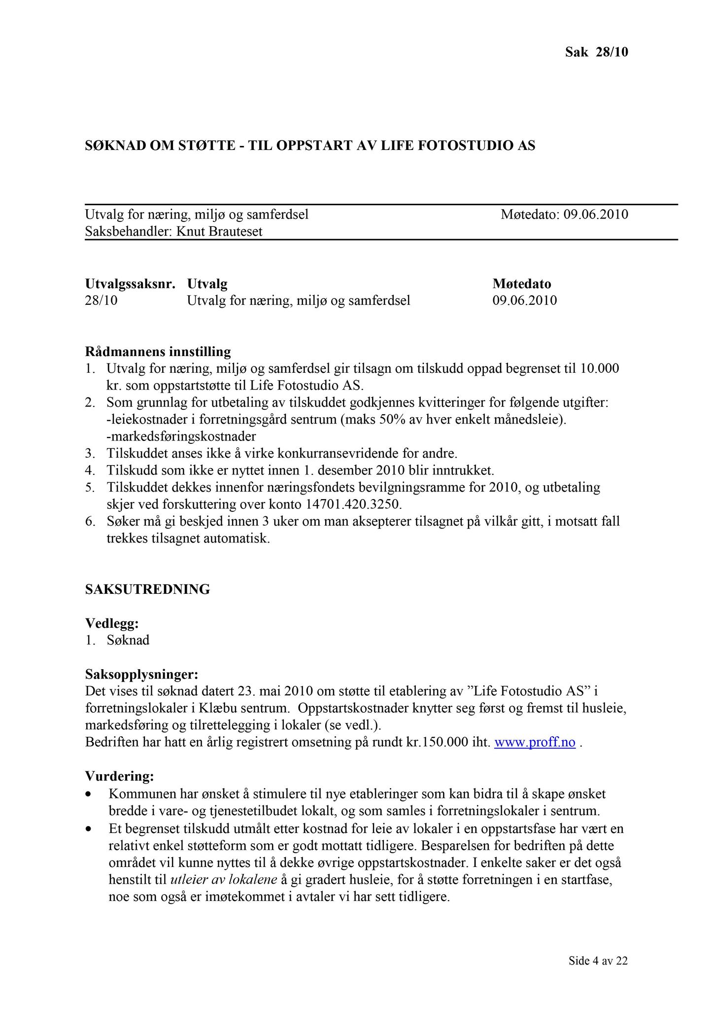 Klæbu Kommune, TRKO/KK/13-NMS/L003: Utvalg for næring, miljø og samferdsel, 2010, p. 87