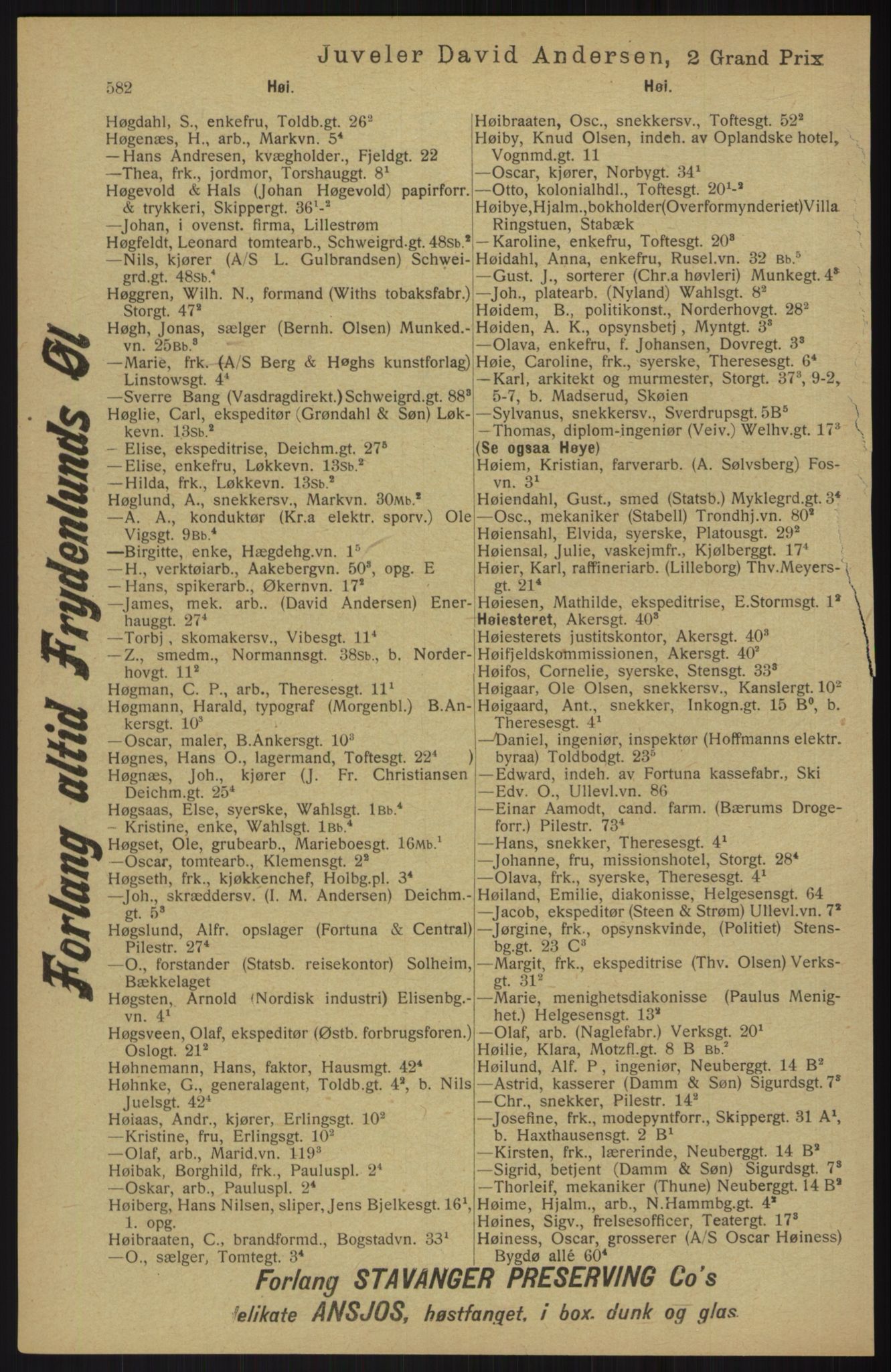 Kristiania/Oslo adressebok, PUBL/-, 1913, p. 594