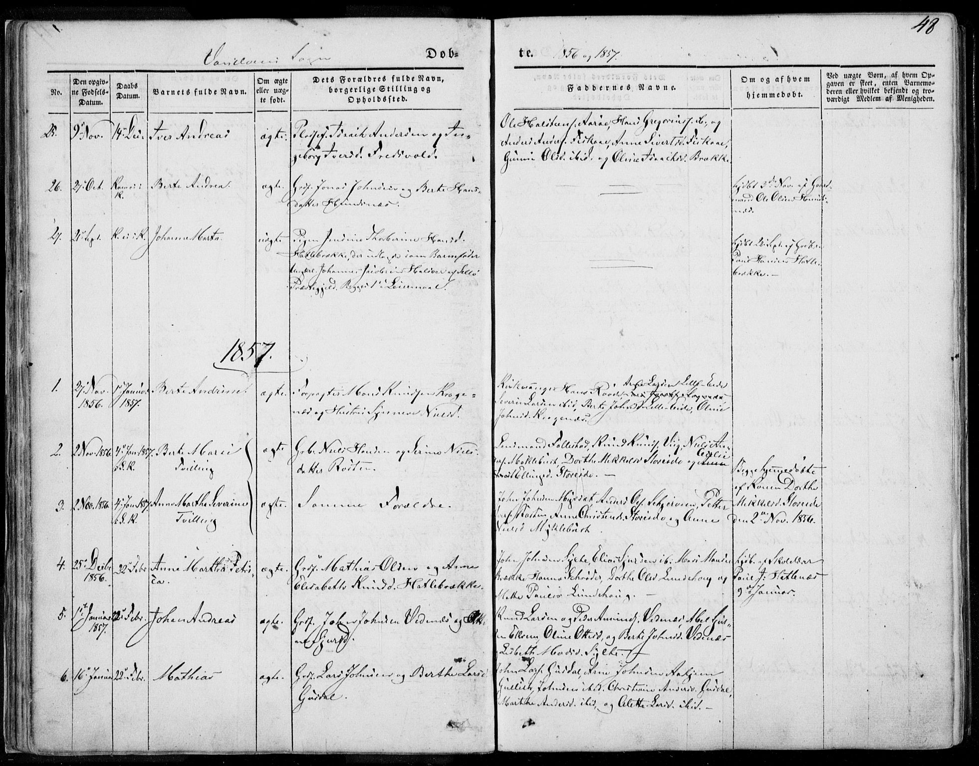 Ministerialprotokoller, klokkerbøker og fødselsregistre - Møre og Romsdal, SAT/A-1454/501/L0006: Parish register (official) no. 501A06, 1844-1868, p. 48