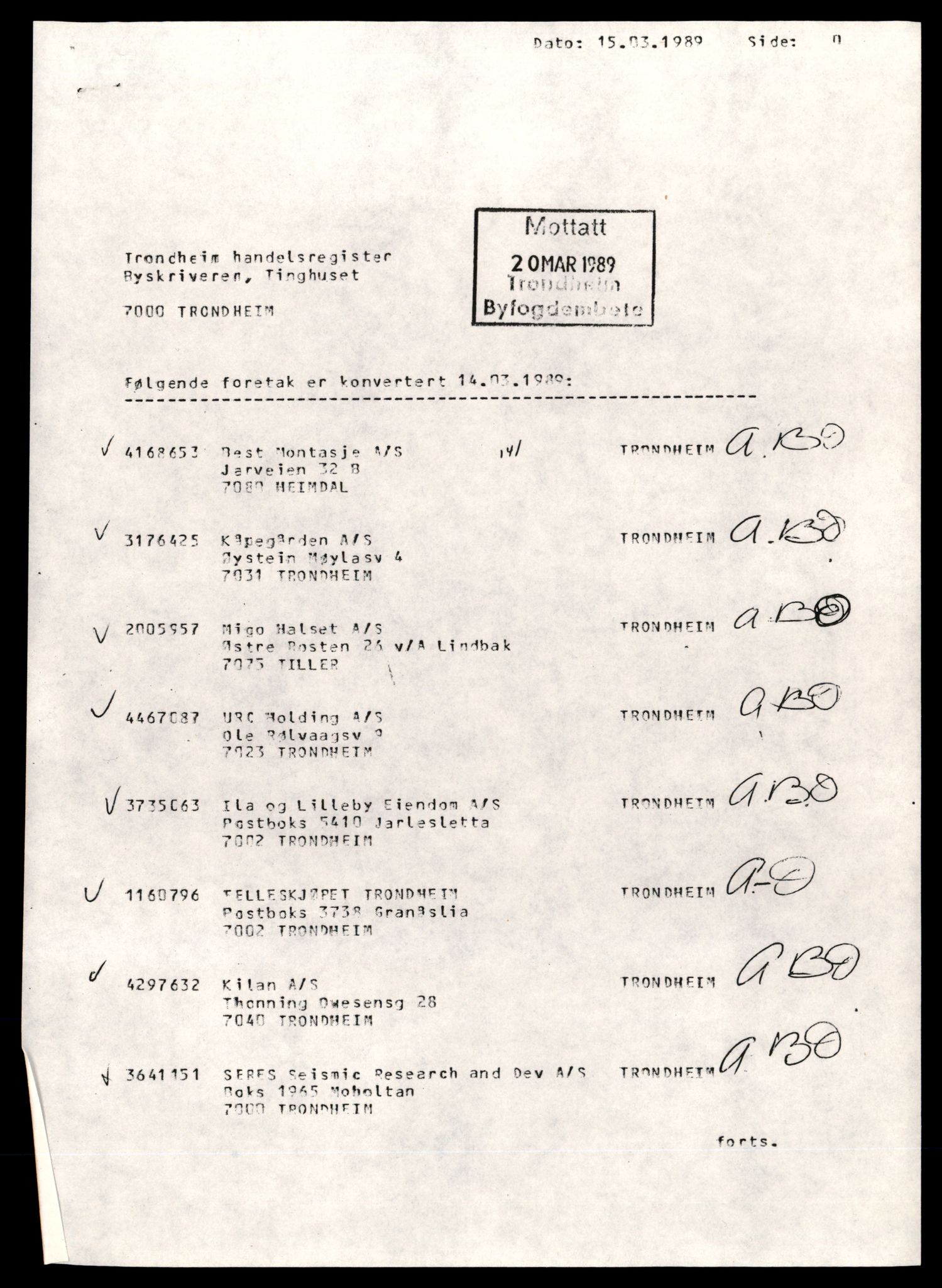 Trondheim byfogd, AV/SAT-A-0003/2/J/Jd/Jdd/L0045: Aksjeselskap, Ri-Ro, 1944-1990, p. 1