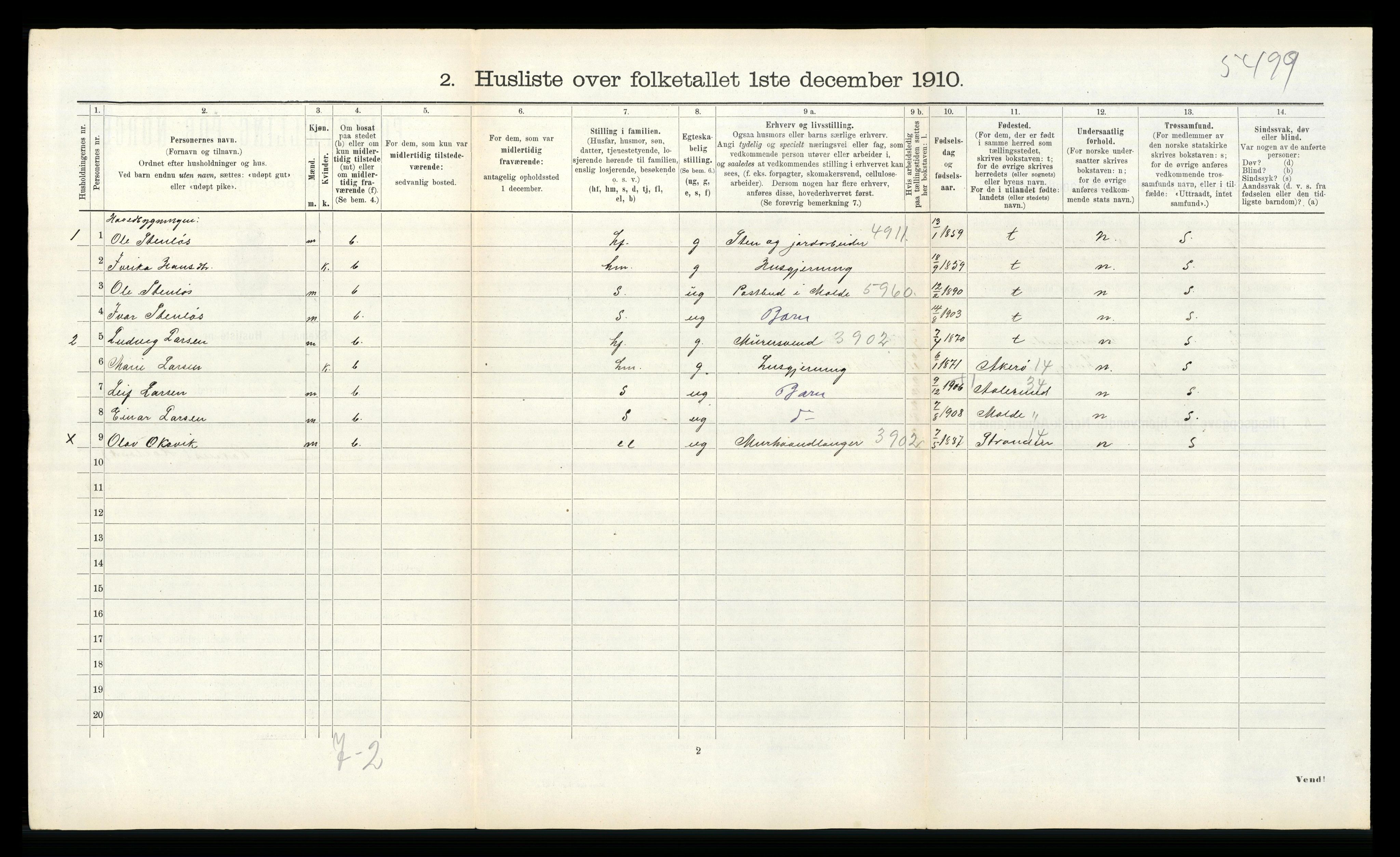 RA, 1910 census for Bolsøy, 1910, p. 184
