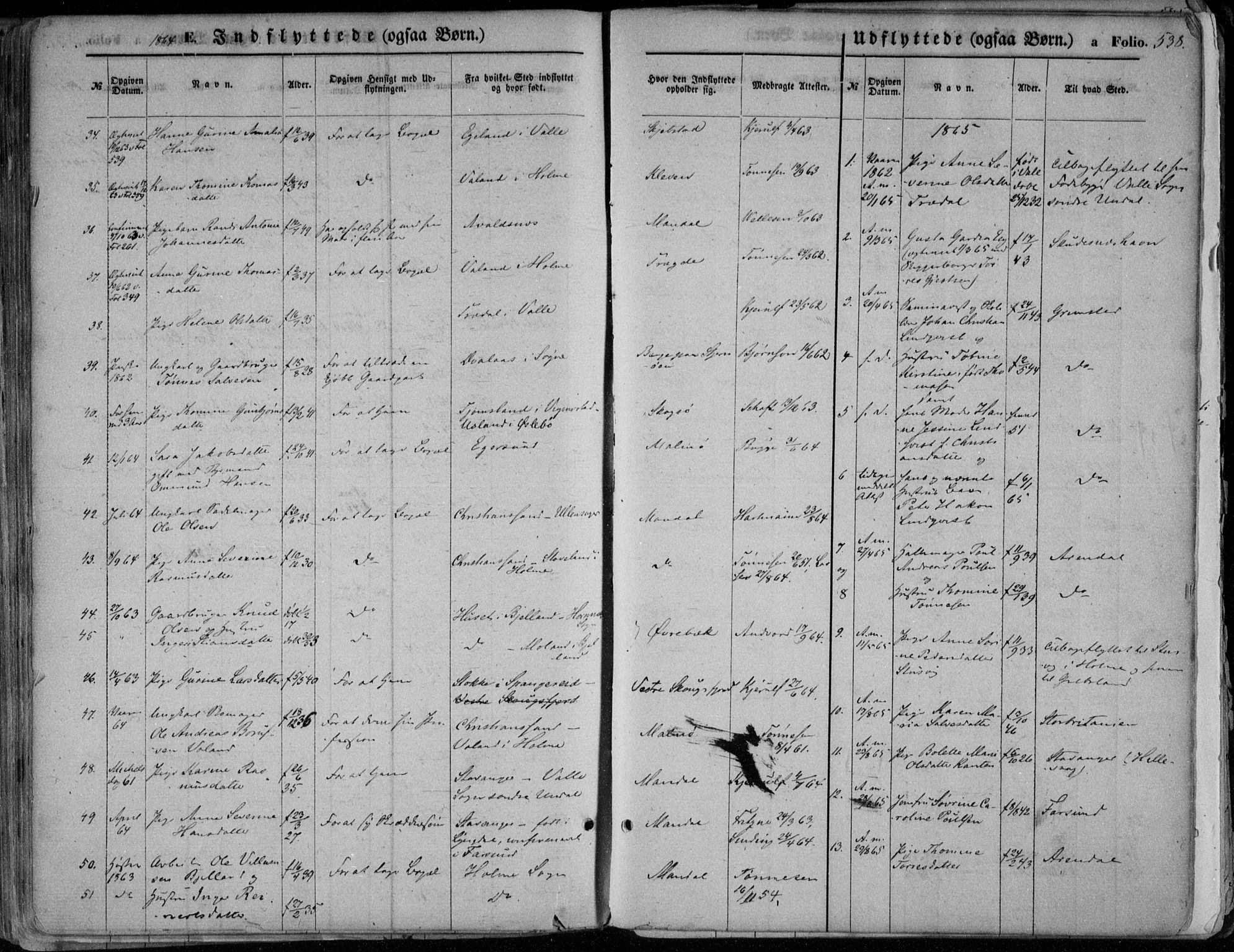 Mandal sokneprestkontor, SAK/1111-0030/F/Fa/Faa/L0014: Parish register (official) no. A 14, 1859-1872, p. 538