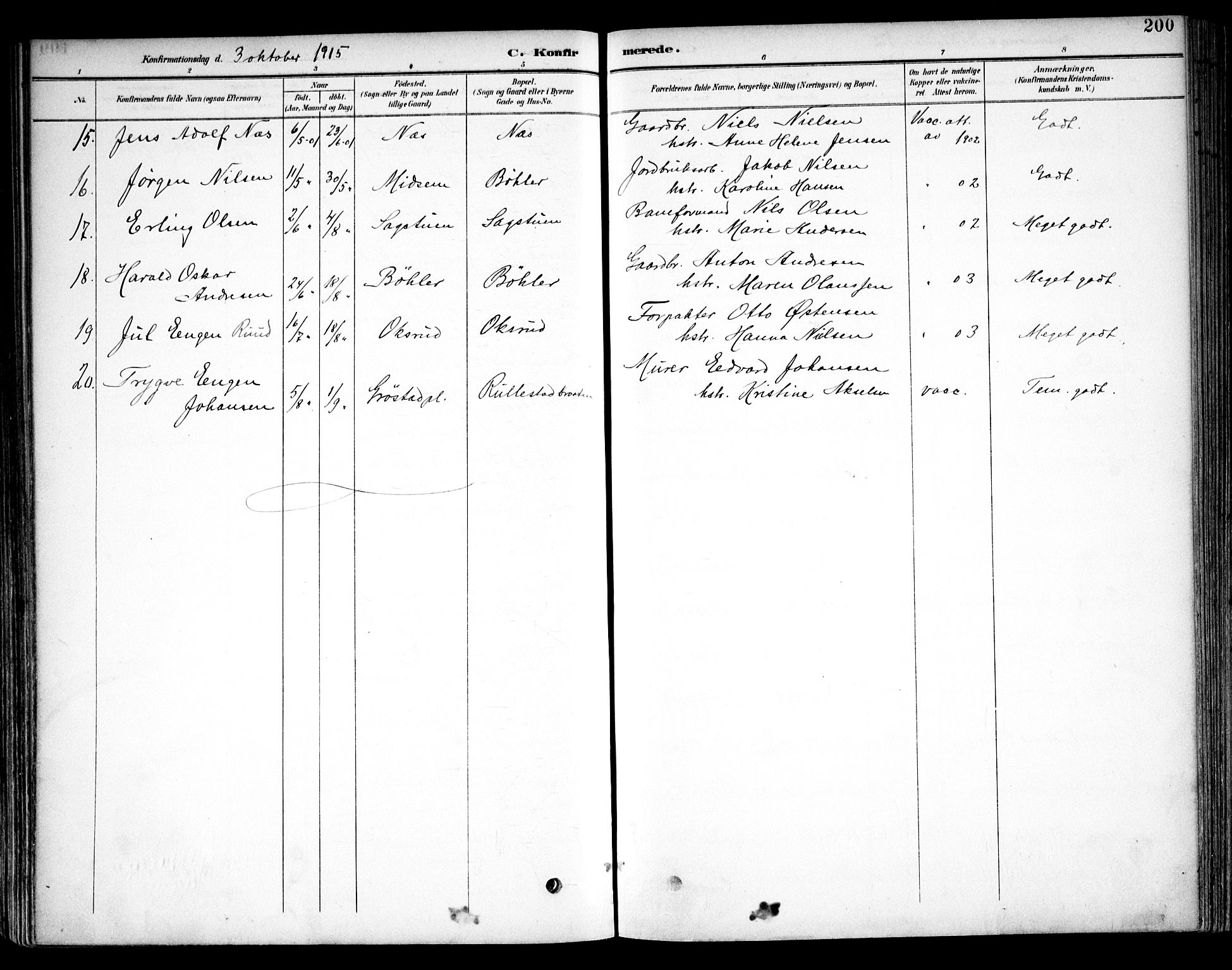 Kråkstad prestekontor Kirkebøker, AV/SAO-A-10125a/F/Fb/L0002: Parish register (official) no. II 2, 1893-1917, p. 200