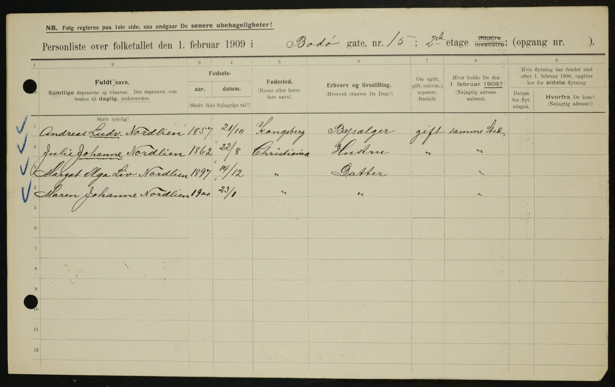 OBA, Municipal Census 1909 for Kristiania, 1909, p. 6332