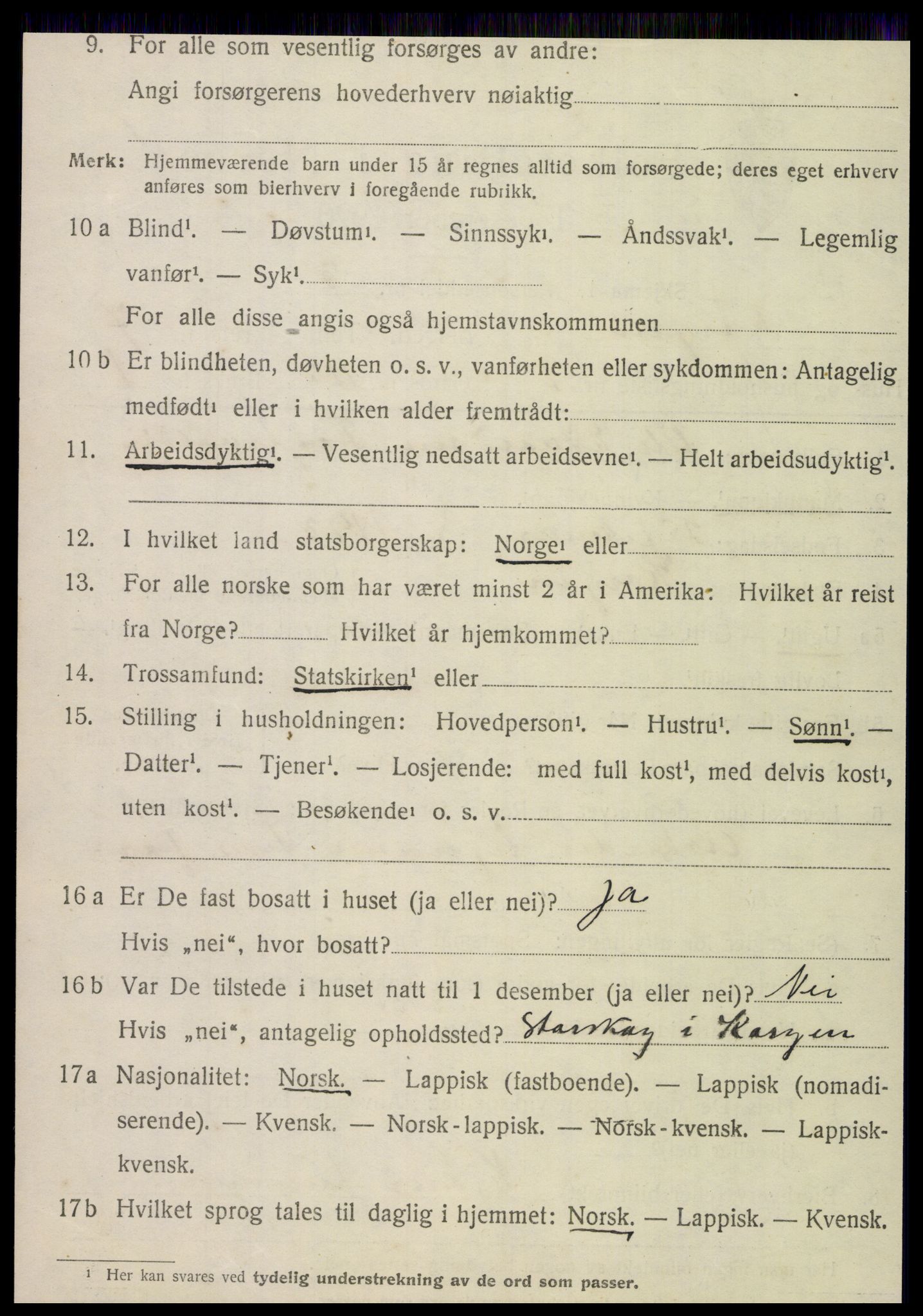 SAT, 1920 census for Korgen, 1920, p. 2787