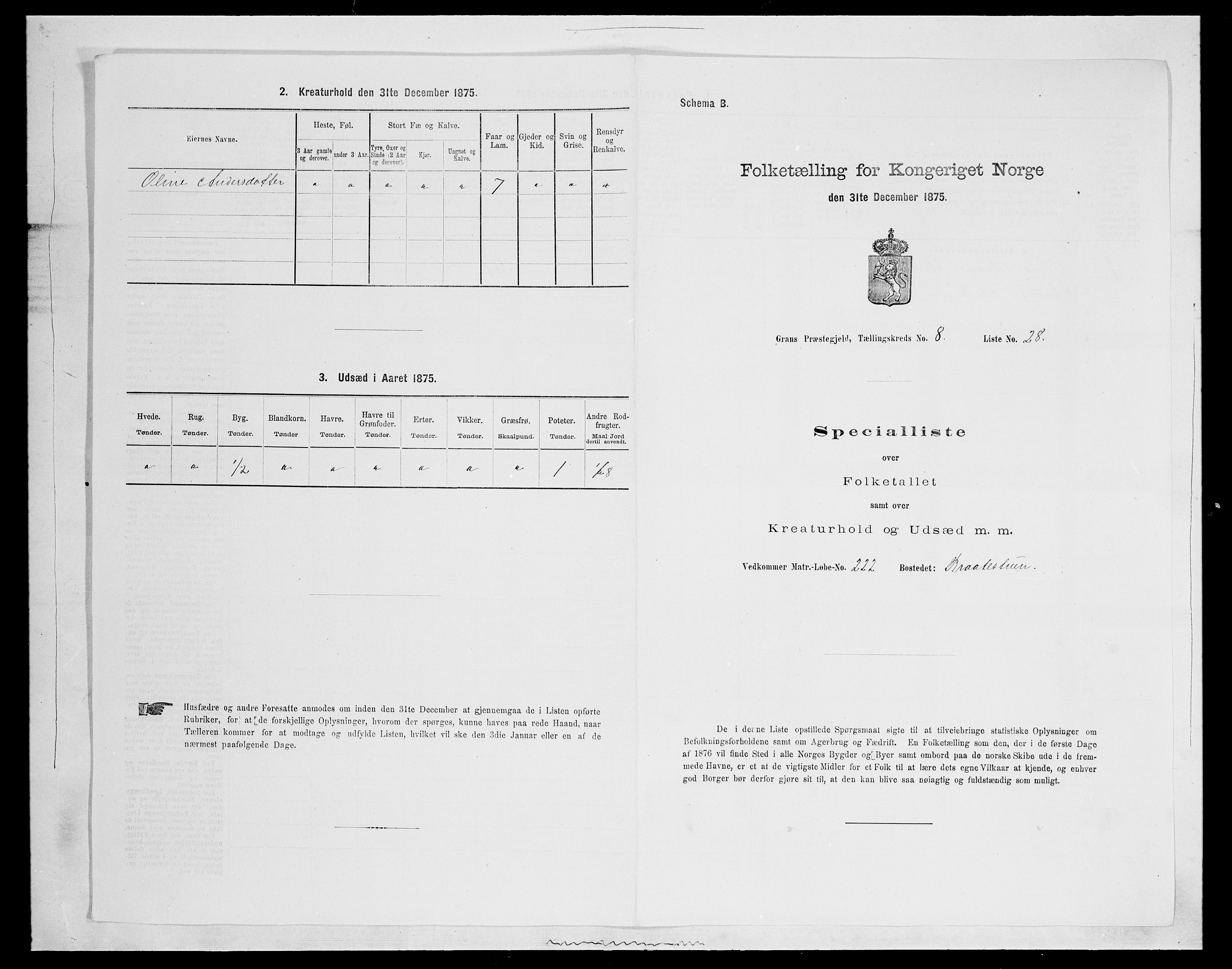 SAH, 1875 census for 0534P Gran, 1875, p. 1535
