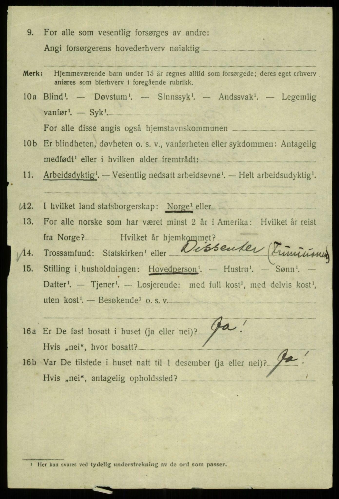 SAB, 1920 census for Bergen, 1920, p. 160719