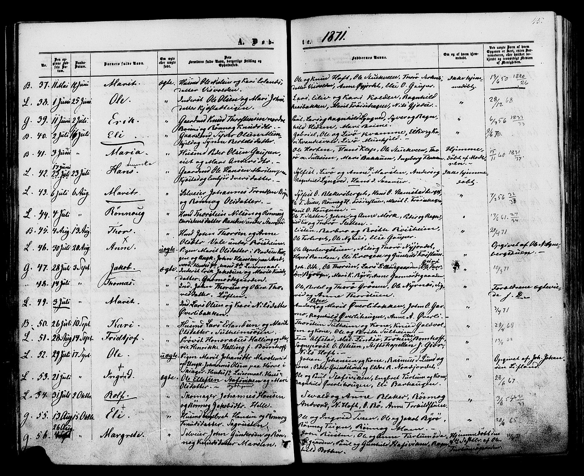 Lom prestekontor, AV/SAH-PREST-070/K/L0007: Parish register (official) no. 7, 1863-1884, p. 45