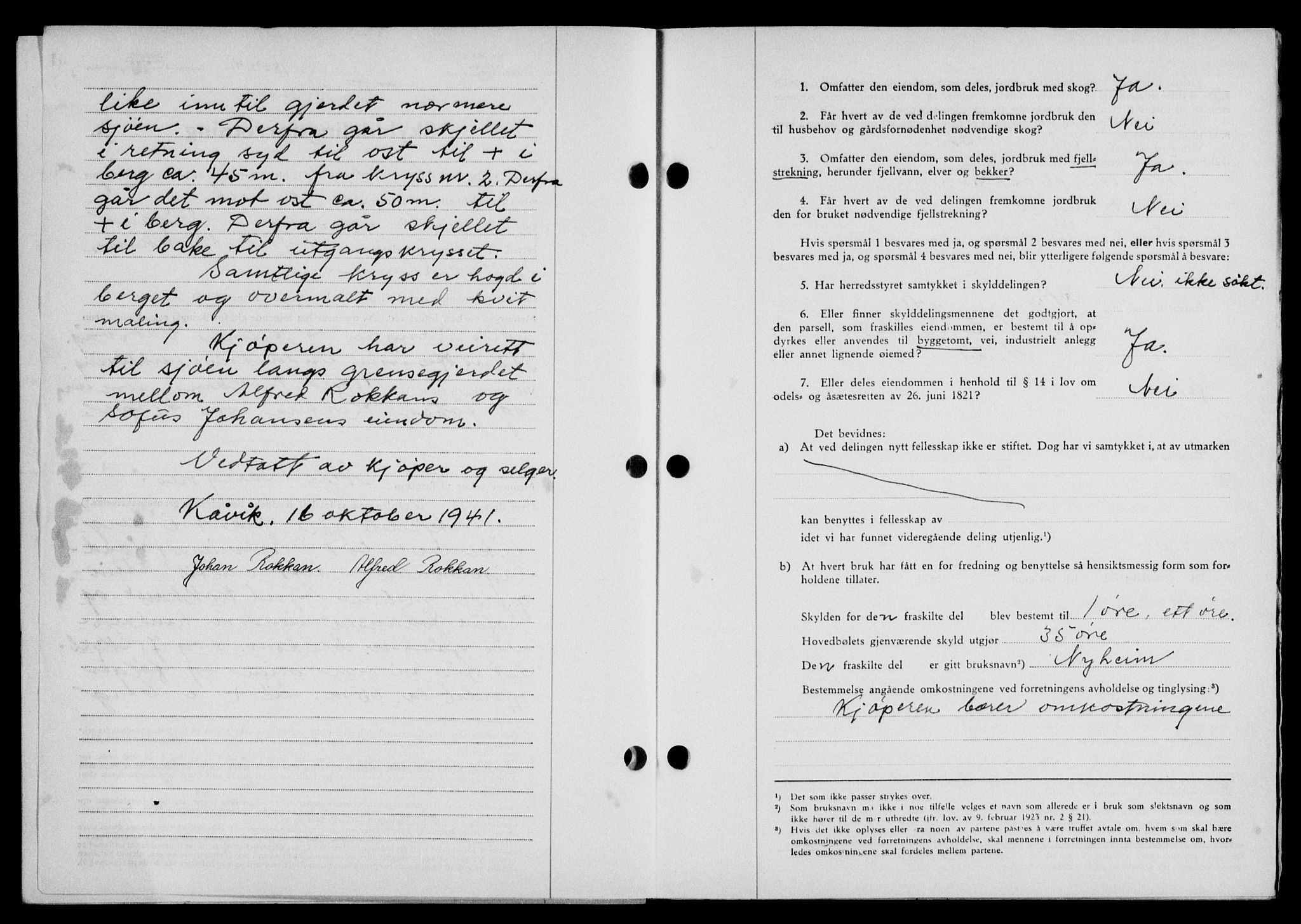 Lofoten sorenskriveri, SAT/A-0017/1/2/2C/L0009a: Mortgage book no. 9a, 1941-1942, Diary no: : 1852/1941