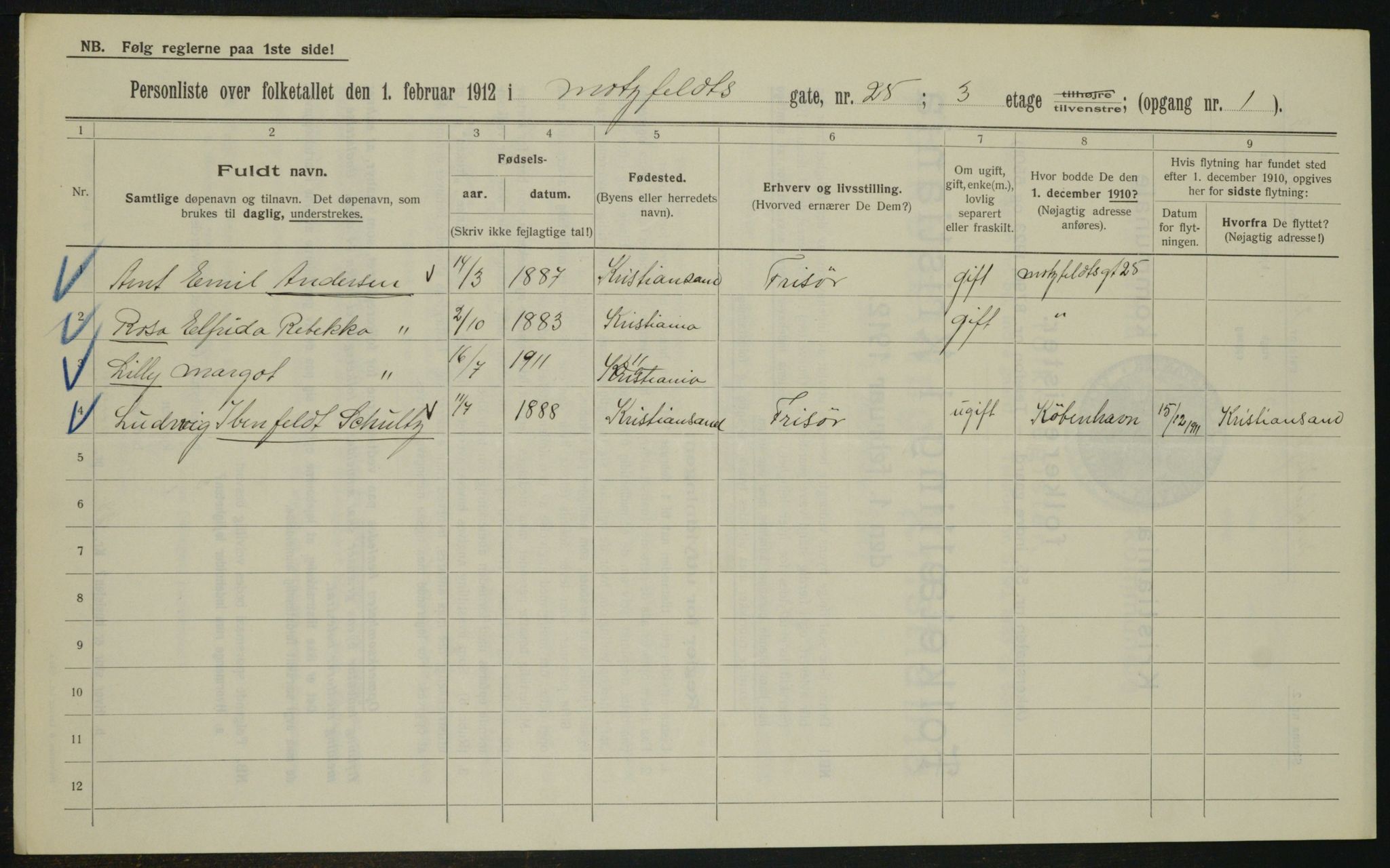 OBA, Municipal Census 1912 for Kristiania, 1912, p. 66888