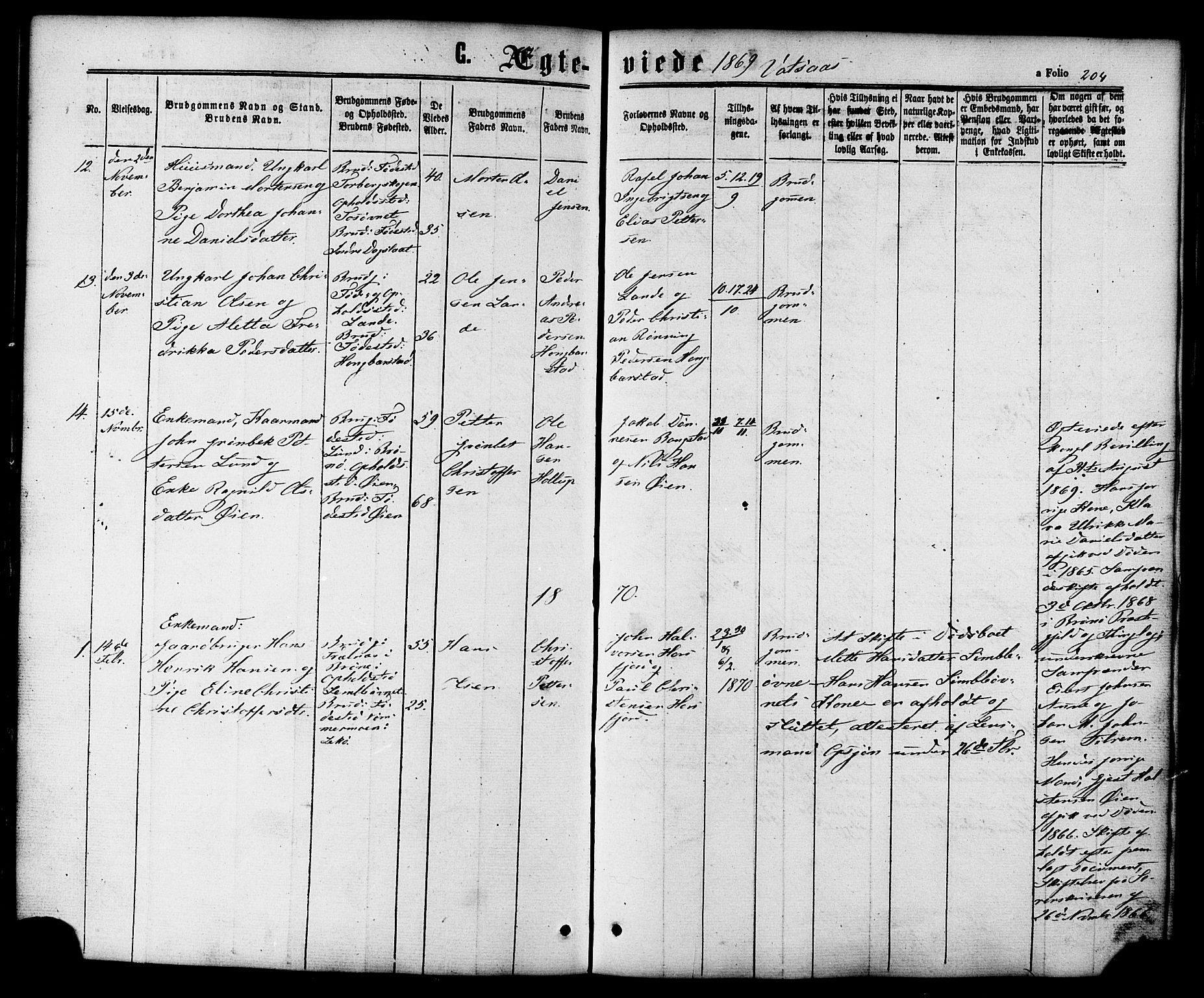 Ministerialprotokoller, klokkerbøker og fødselsregistre - Nordland, SAT/A-1459/810/L0146: Parish register (official) no. 810A08 /1, 1862-1874, p. 204