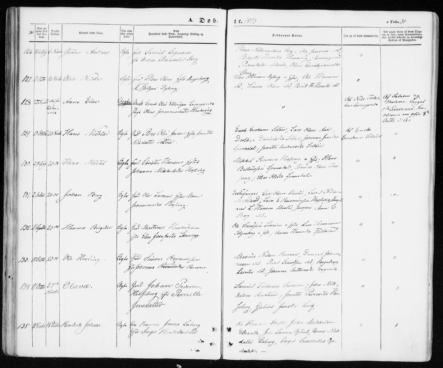 Ibestad sokneprestembete, AV/SATØ-S-0077/H/Ha/Haa/L0008kirke: Parish register (official) no. 8, 1850-1859, p. 37
