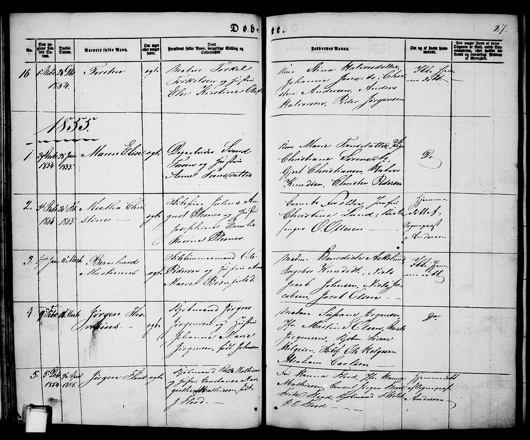 Porsgrunn kirkebøker , SAKO/A-104/G/Ga/L0002: Parish register (copy) no. I 2, 1847-1877, p. 27
