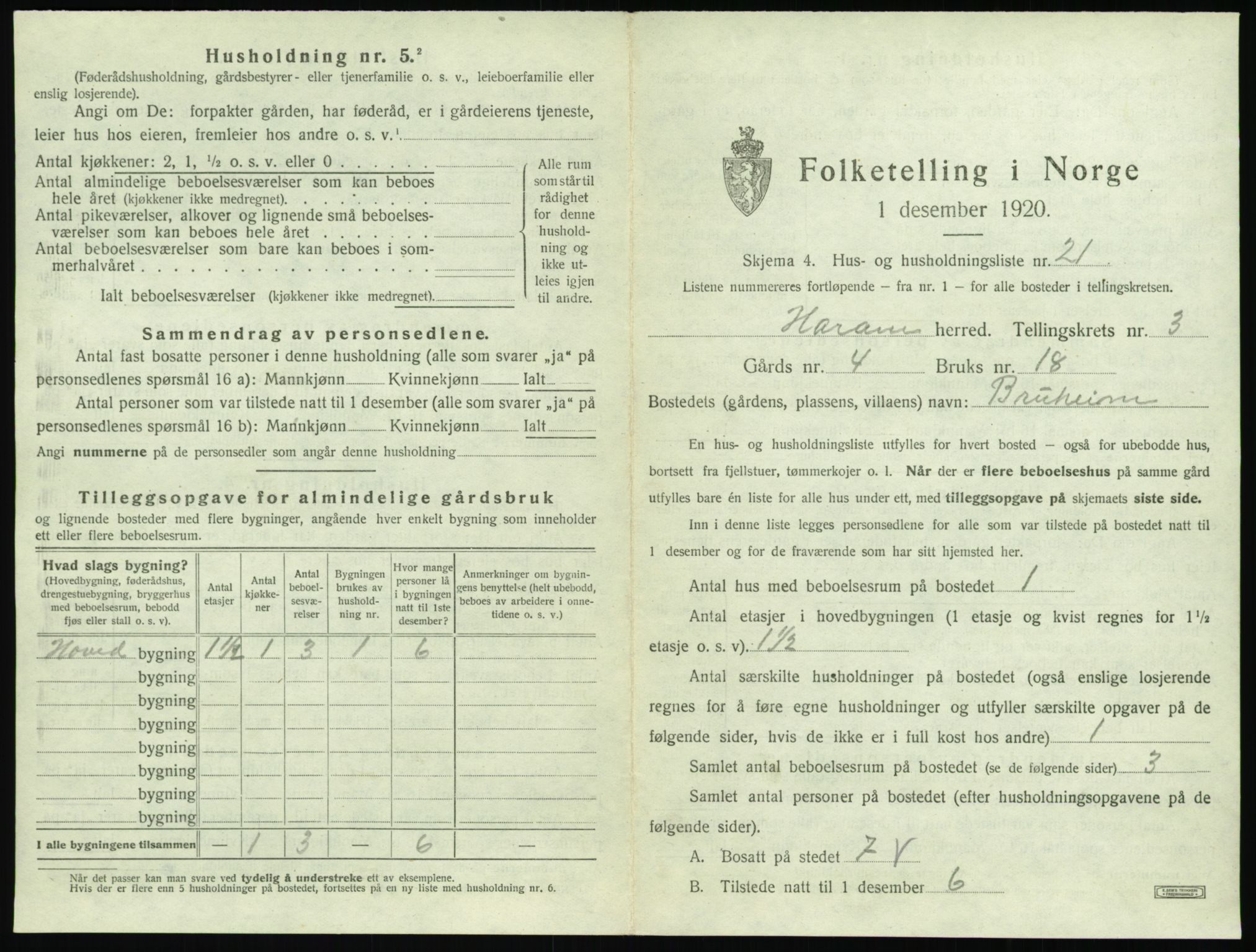 SAT, 1920 census for Haram, 1920, p. 213