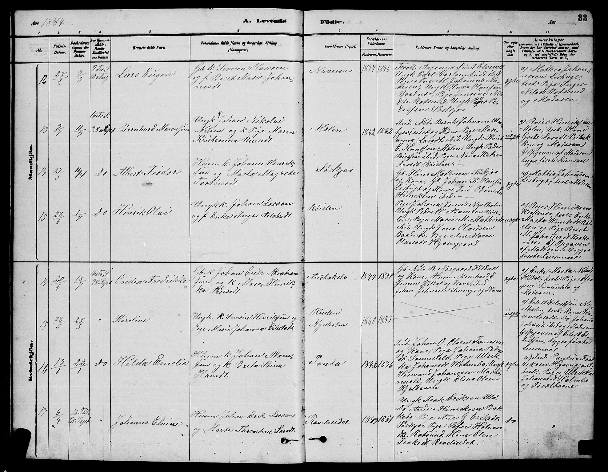 Skjervøy sokneprestkontor, AV/SATØ-S-1300/H/Ha/Hab/L0020klokker: Parish register (copy) no. 20, 1878-1892, p. 33