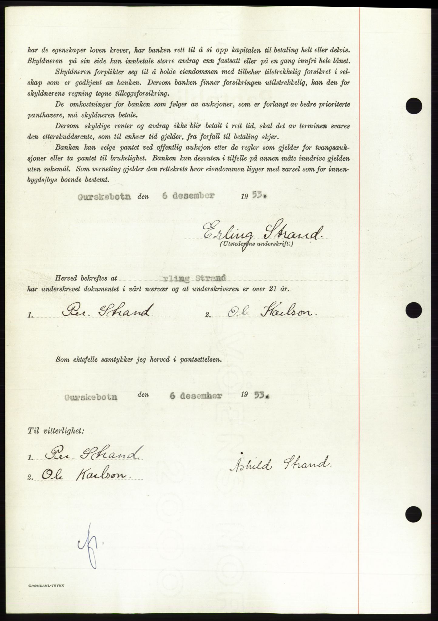 Søre Sunnmøre sorenskriveri, AV/SAT-A-4122/1/2/2C/L0124: Mortgage book no. 12B, 1953-1954, Diary no: : 3218/1953