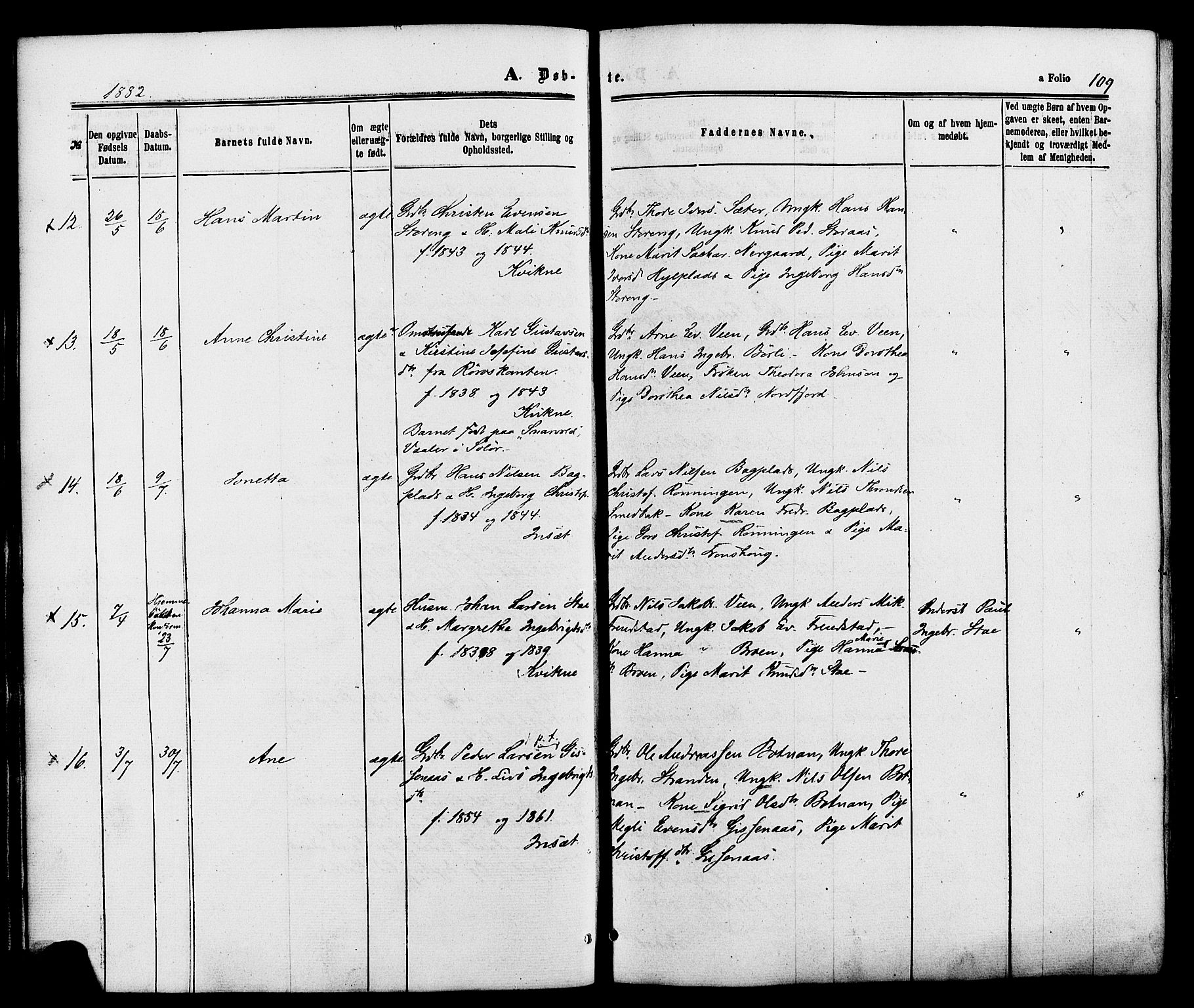 Kvikne prestekontor, SAH/PREST-064/H/Ha/Haa/L0006: Parish register (official) no. 6, 1863-1886, p. 109