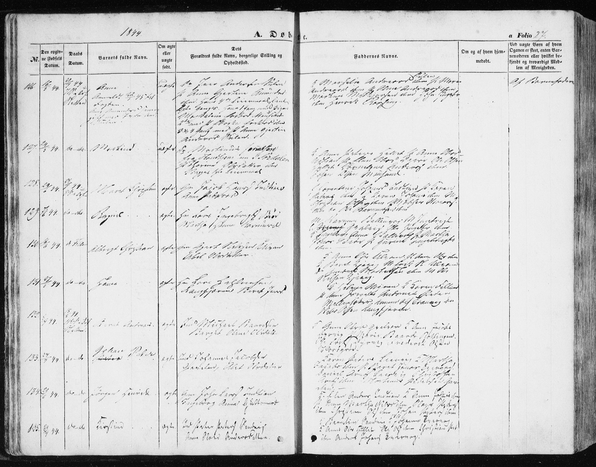 Ministerialprotokoller, klokkerbøker og fødselsregistre - Sør-Trøndelag, AV/SAT-A-1456/634/L0529: Parish register (official) no. 634A05, 1843-1851, p. 27