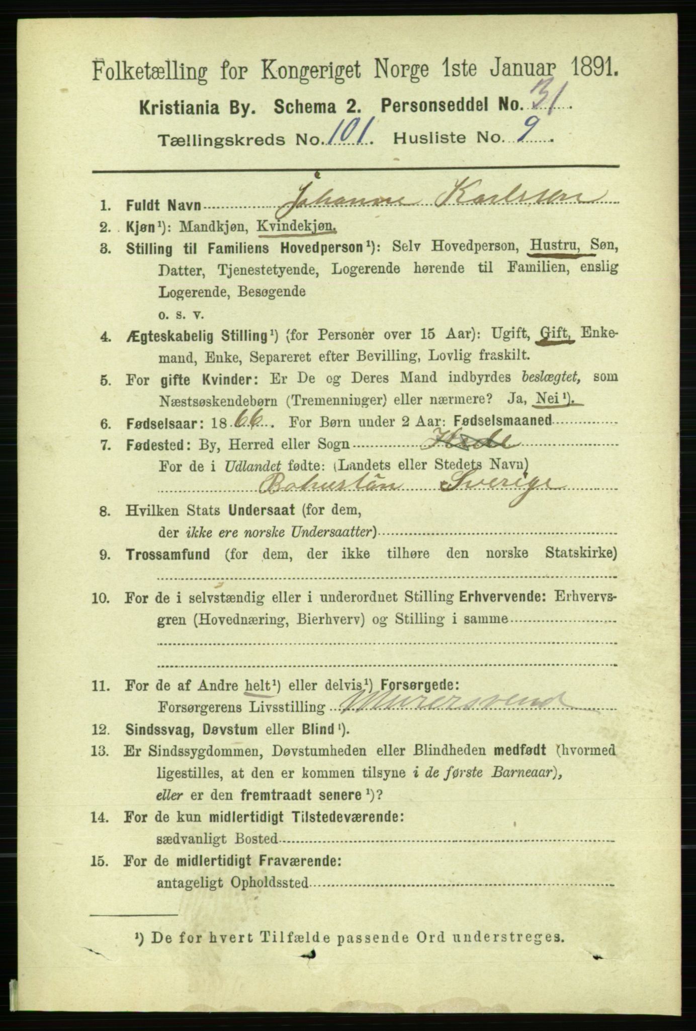 RA, 1891 census for 0301 Kristiania, 1891, p. 50149