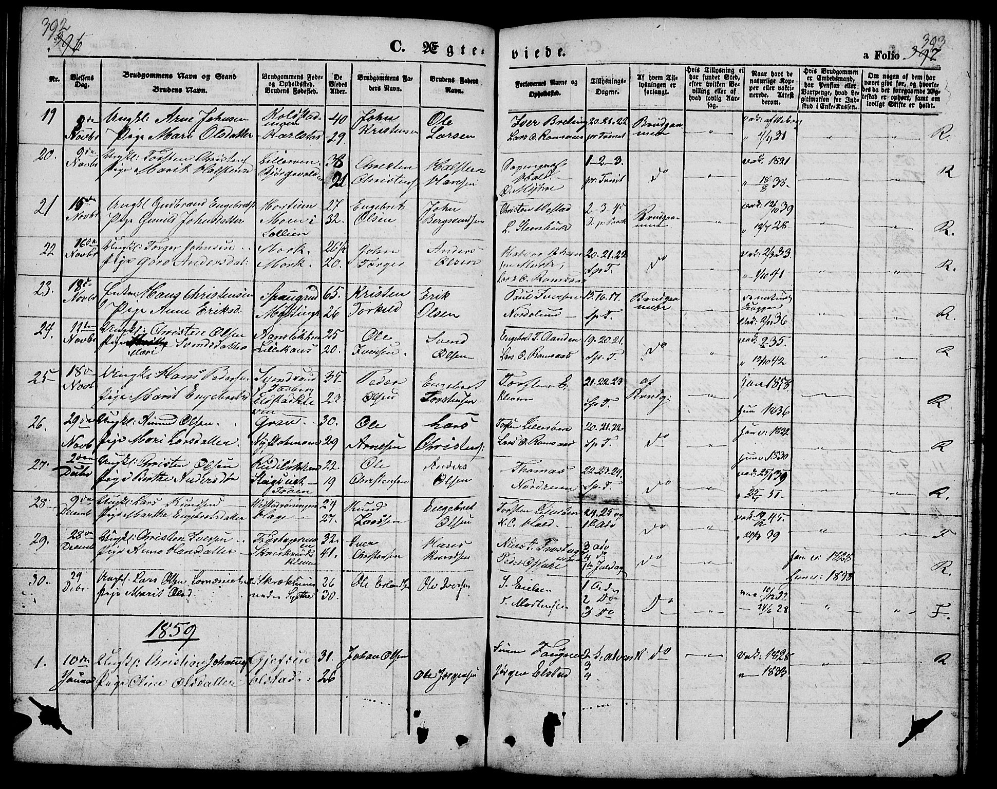 Ringebu prestekontor, AV/SAH-PREST-082/H/Ha/Hab/L0003: Parish register (copy) no. 3, 1854-1866, p. 392-393