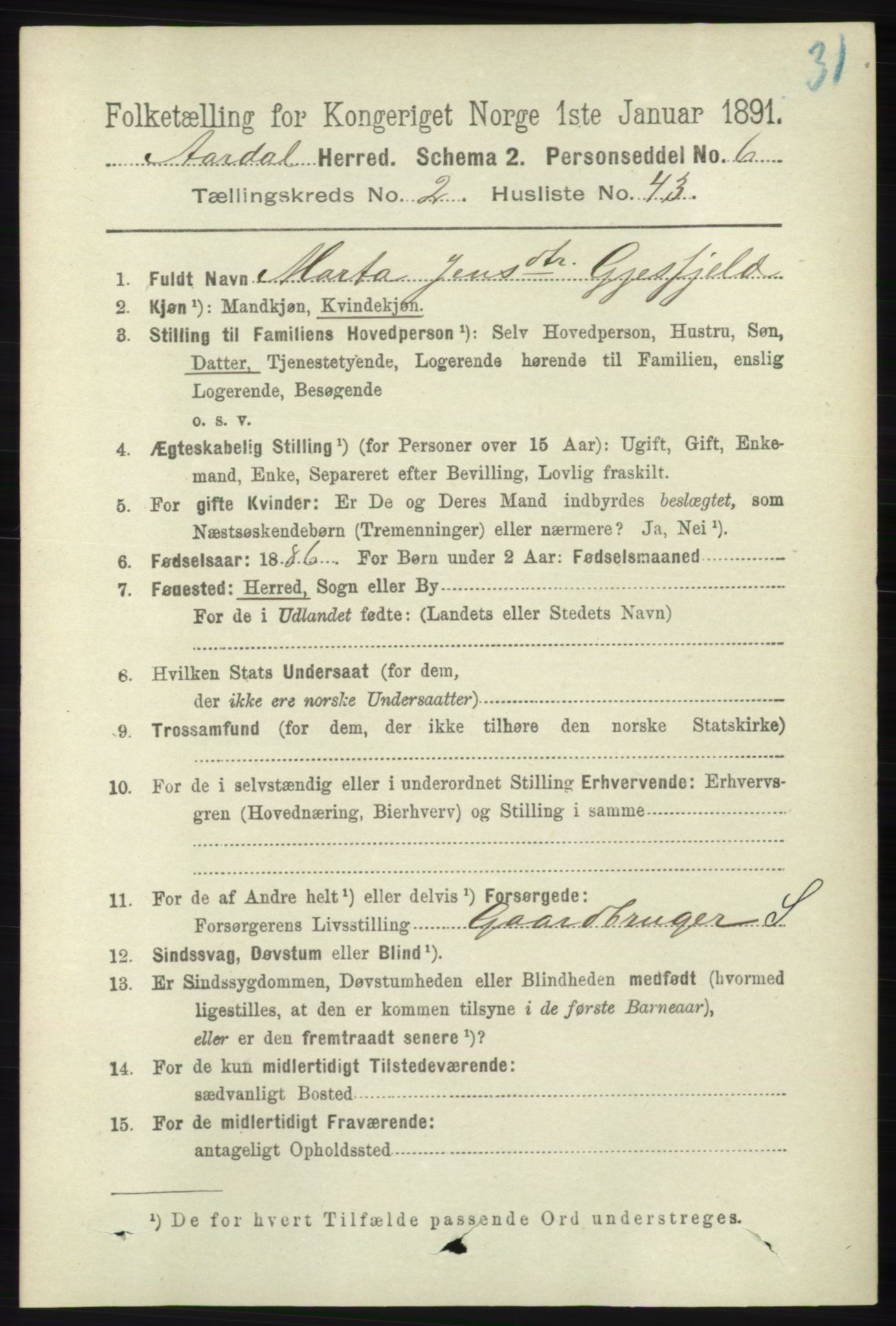 RA, 1891 census for 1131 Årdal, 1891, p. 776