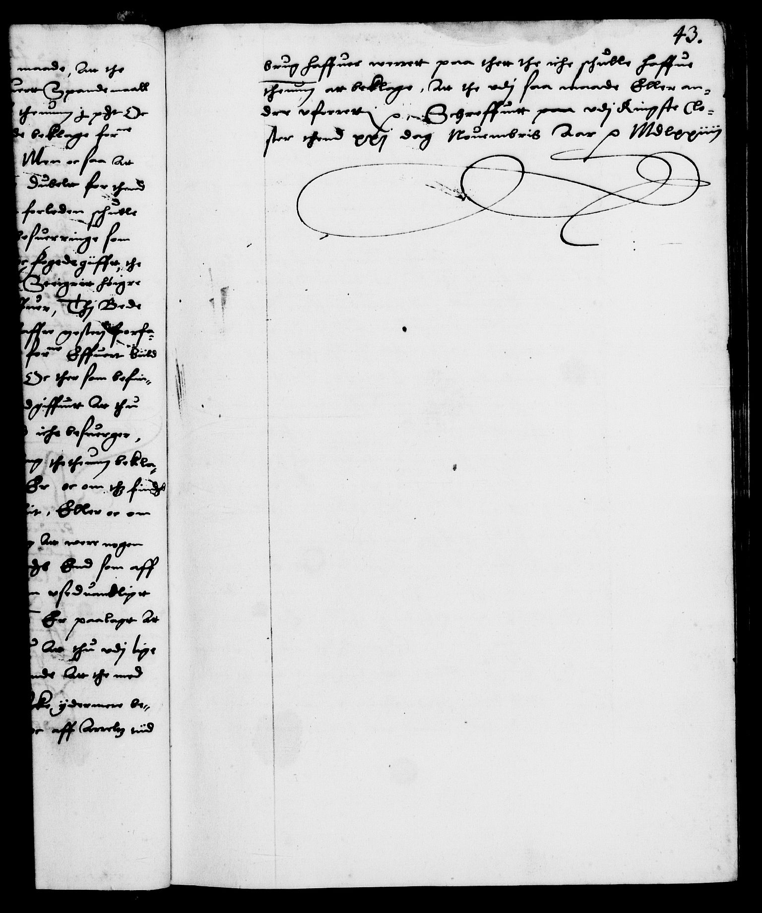 Danske Kanselli 1572-1799, AV/RA-EA-3023/F/Fc/Fca/Fcab/L0001: Norske tegnelser (mikrofilm), 1572-1588, p. 43a