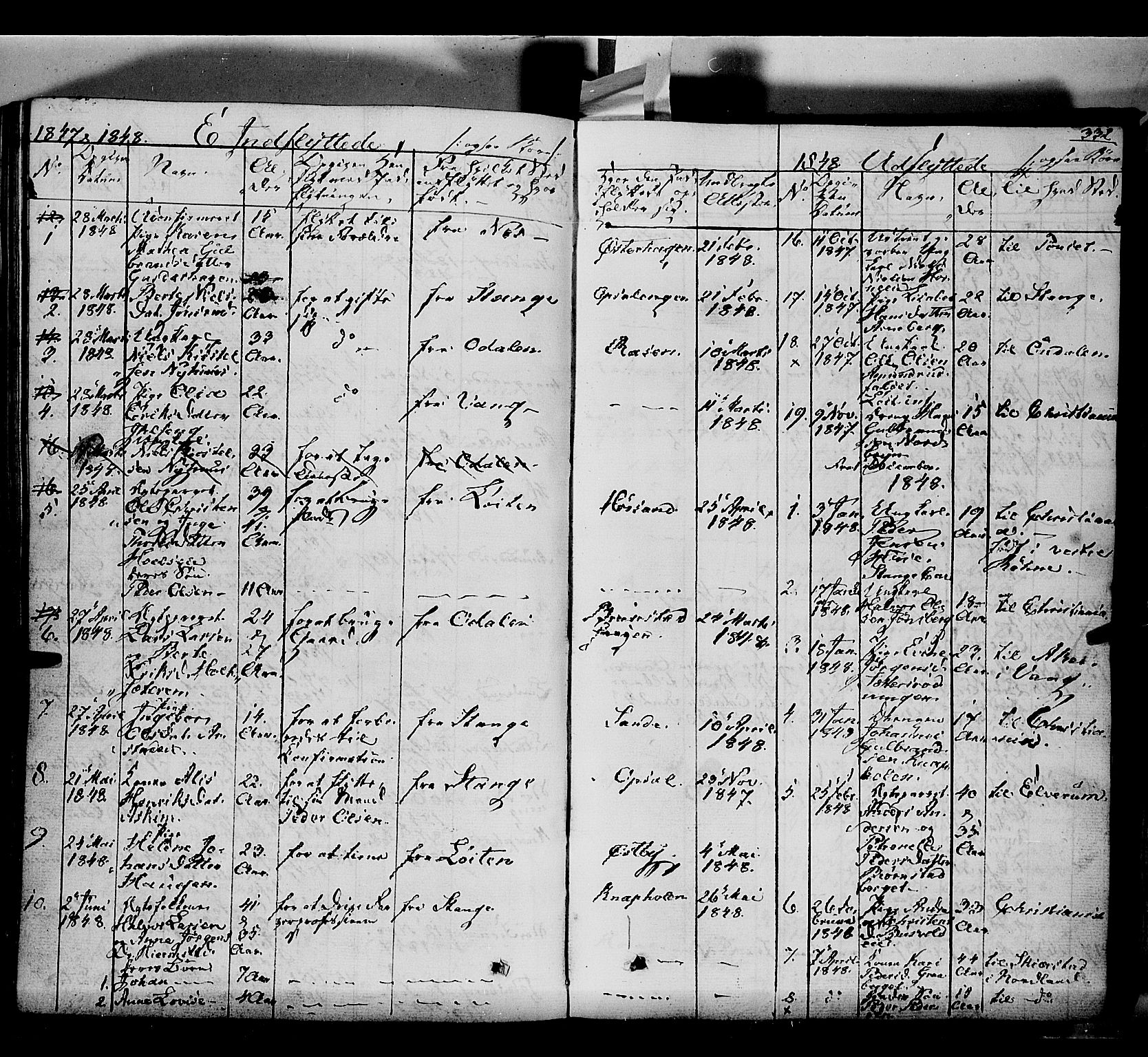 Romedal prestekontor, SAH/PREST-004/K/L0004: Parish register (official) no. 4, 1847-1861, p. 332