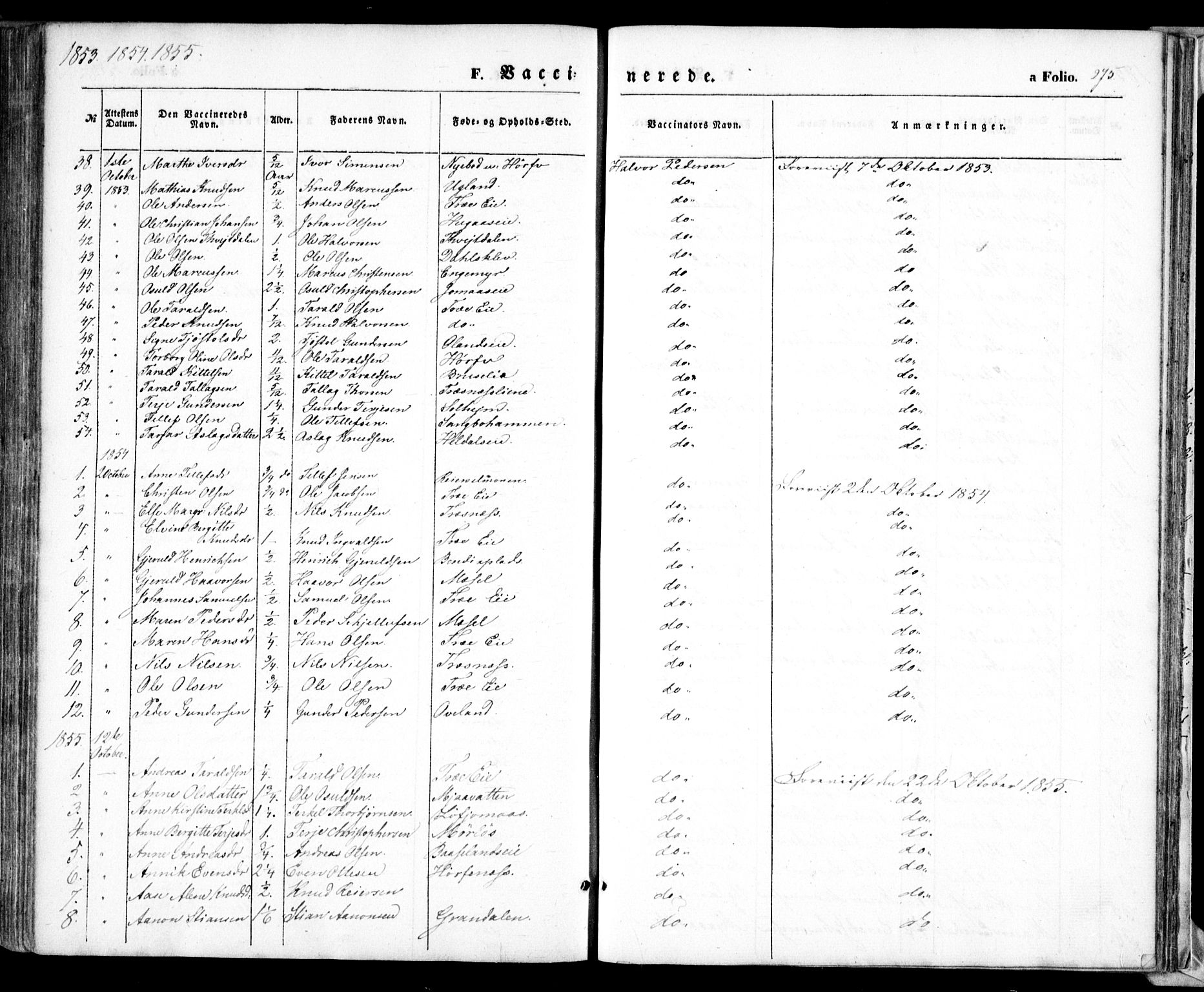 Froland sokneprestkontor, SAK/1111-0013/F/Fa/L0002: Parish register (official) no. A 2, 1845-1863, p. 275