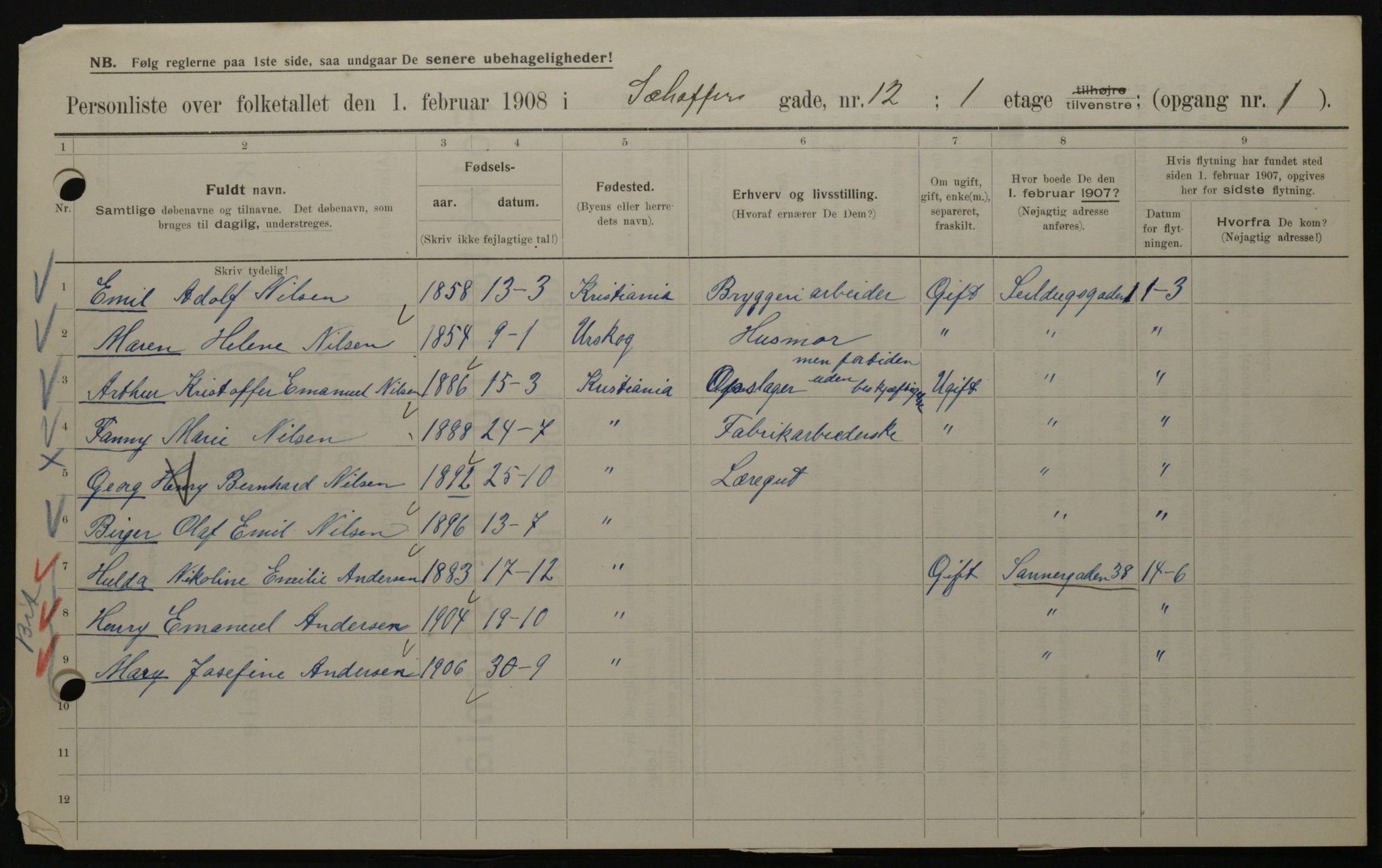 OBA, Municipal Census 1908 for Kristiania, 1908, p. 83963