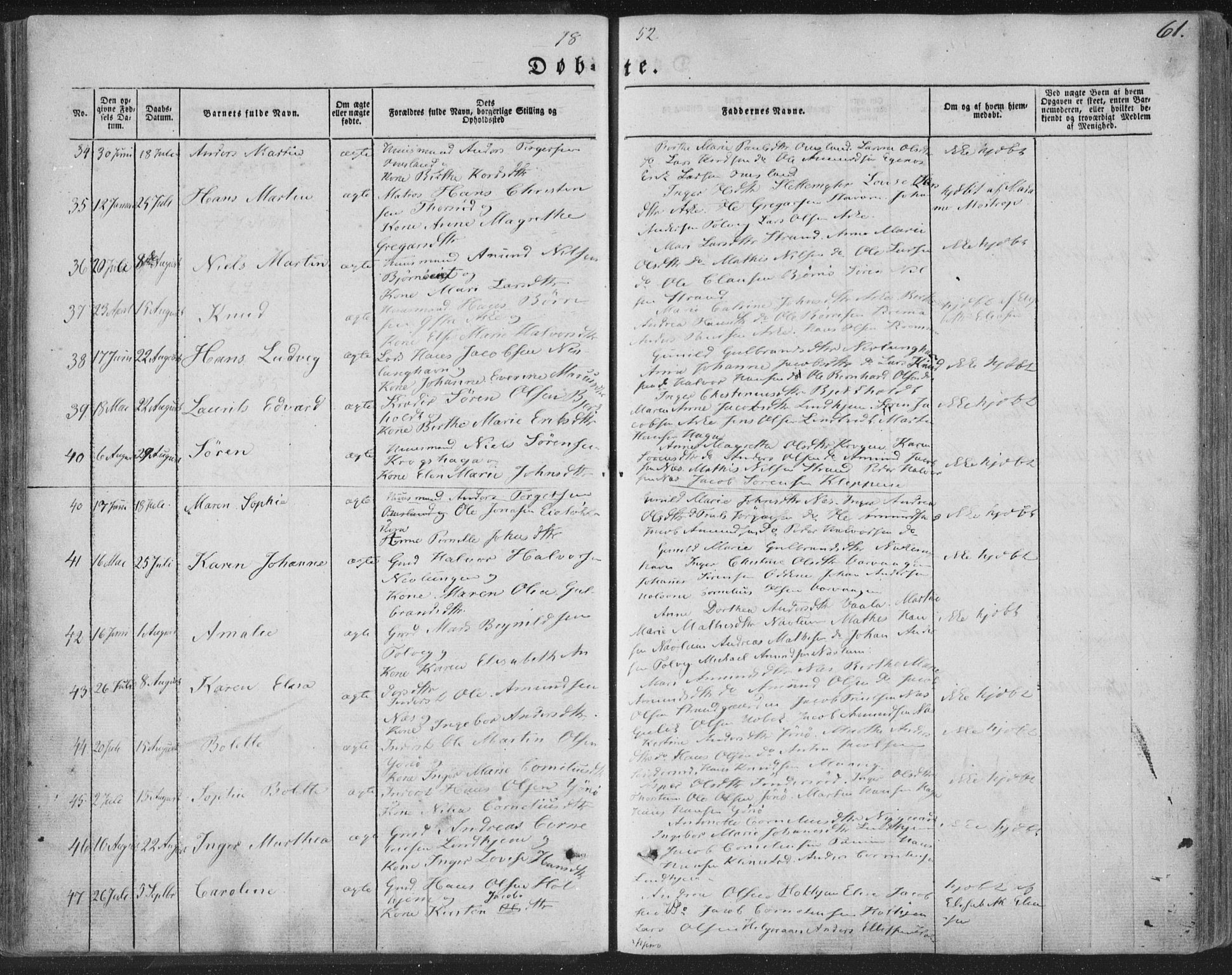 Brunlanes kirkebøker, AV/SAKO-A-342/F/Fa/L0004: Parish register (official) no. I 4, 1846-1862, p. 61