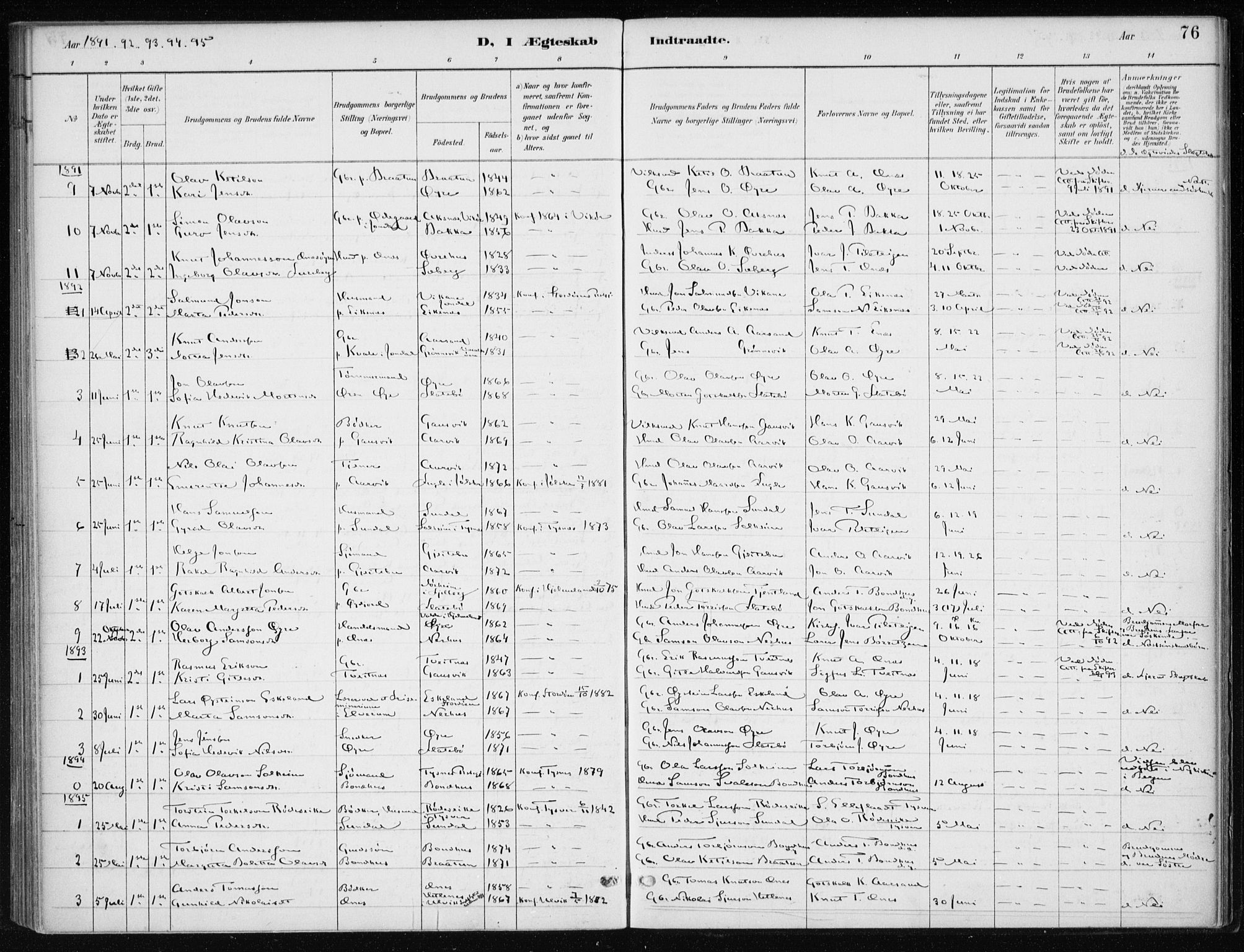Kvinnherad sokneprestembete, SAB/A-76401/H/Haa: Parish register (official) no. F 1, 1887-1912, p. 76