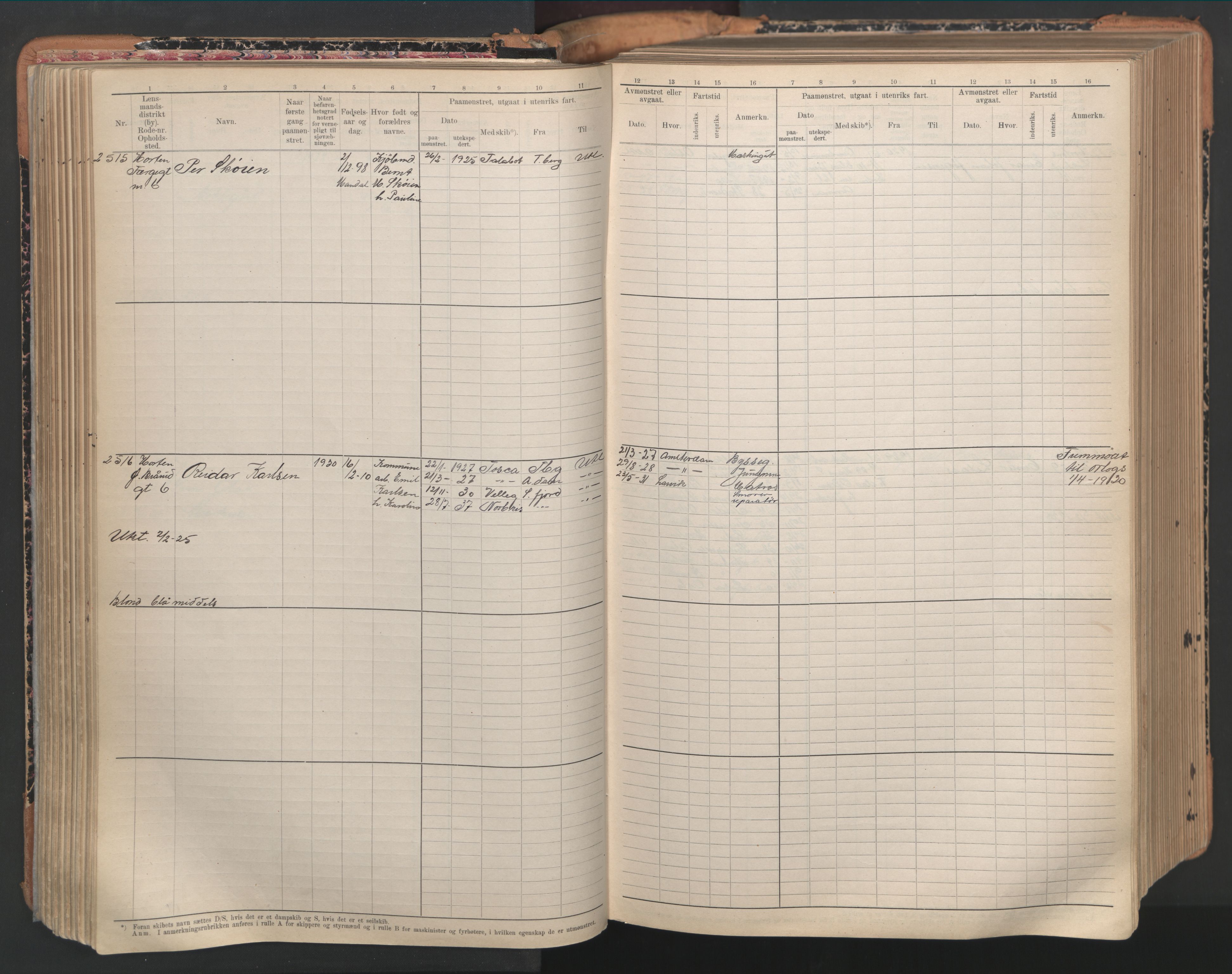 Horten innrulleringskontor, AV/SAKO-A-785/F/Fc/L0008: Hovedrulle, 1920-1948, p. 166