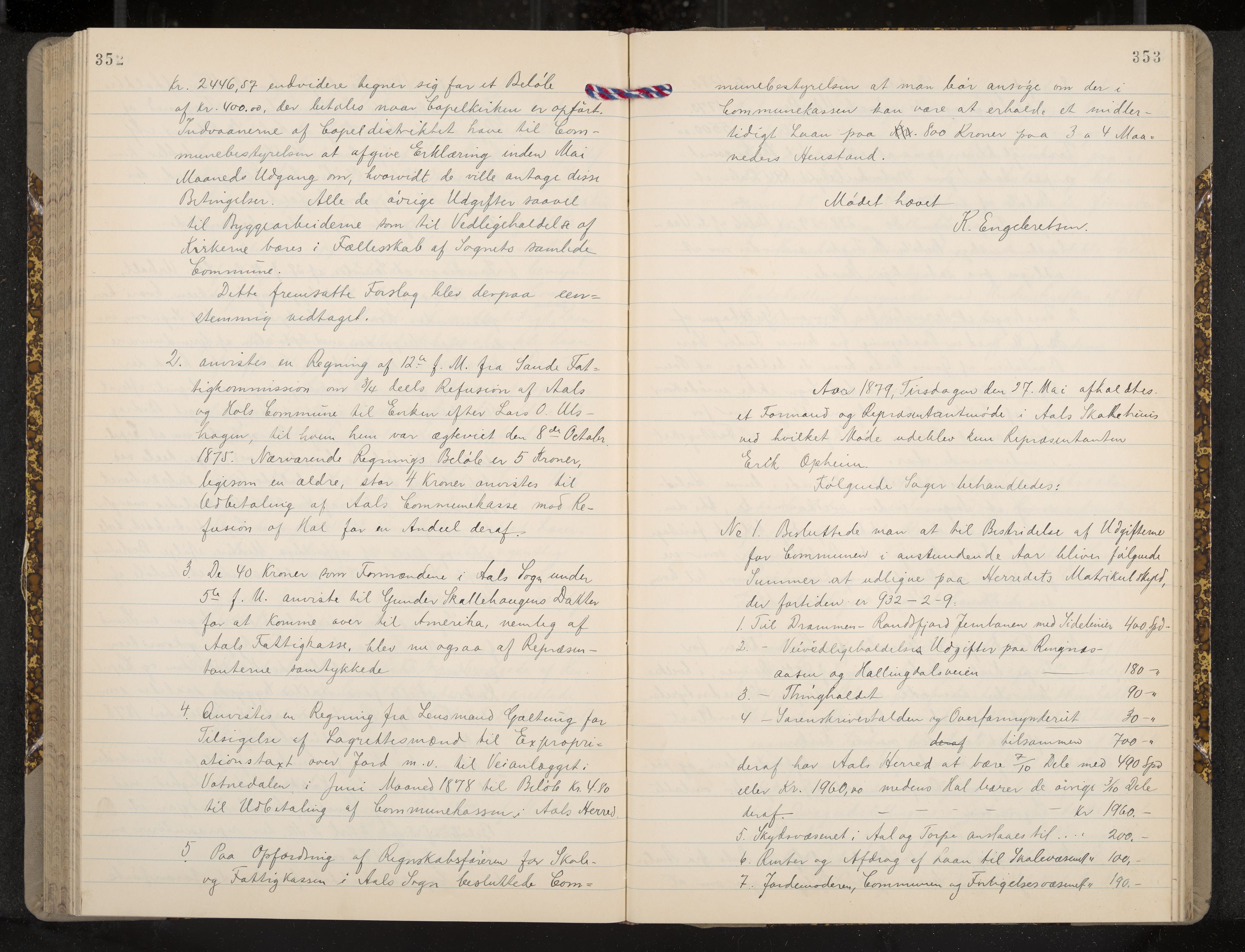 Ål formannskap og sentraladministrasjon, IKAK/0619021/A/Aa/L0003: Utskrift av møtebok, 1864-1880, p. 352-353