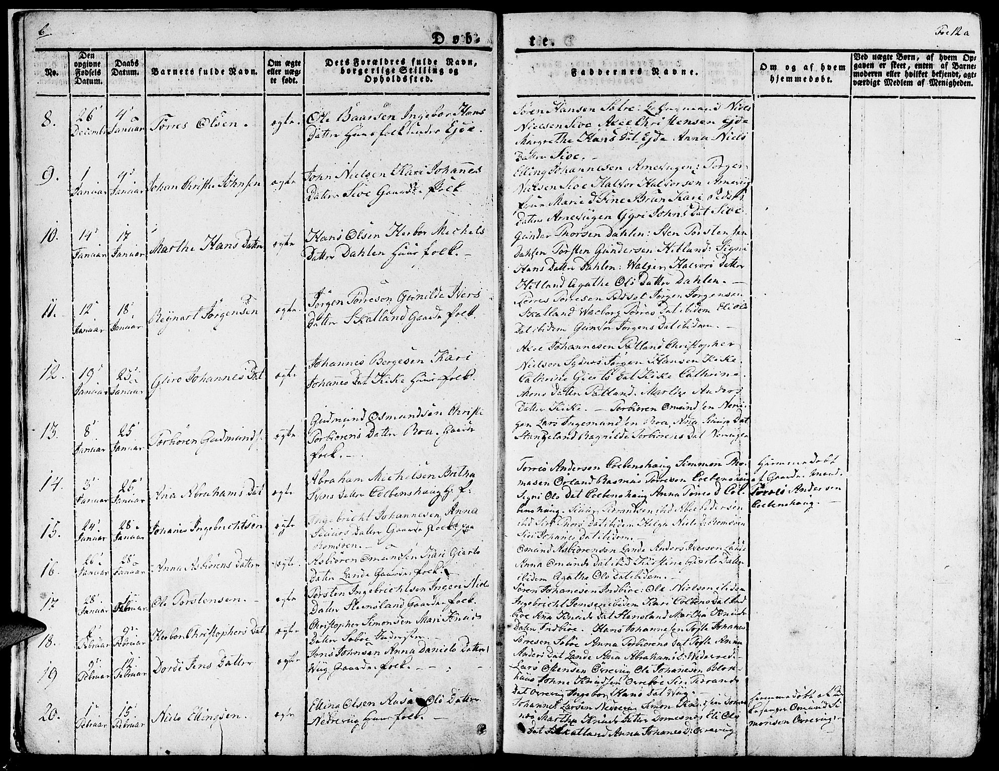 Fjelberg sokneprestembete, SAB/A-75201/H/Haa: Parish register (official) no. A 5, 1822-1834, p. 12