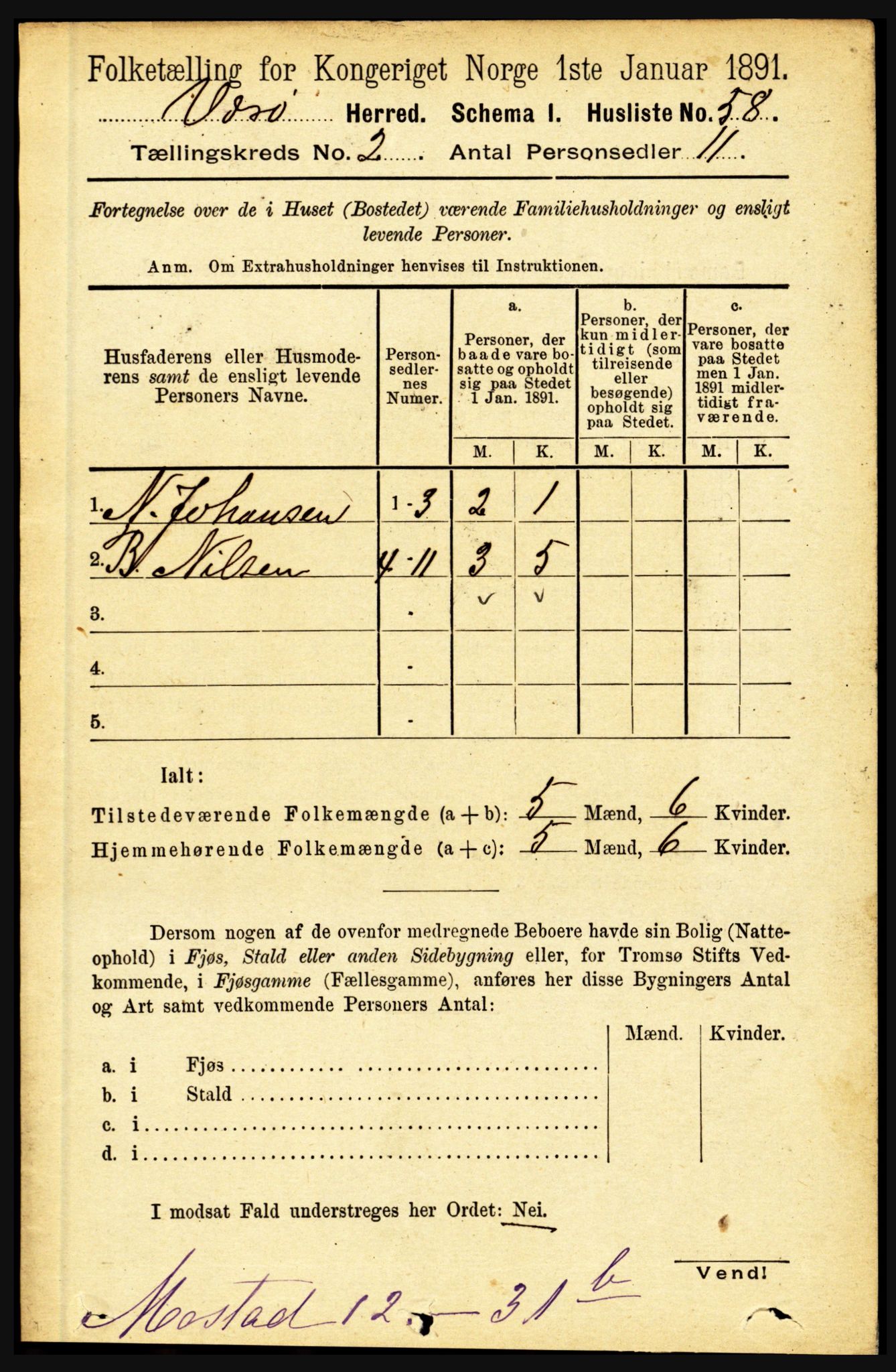 RA, 1891 census for 1857 Værøy, 1891, p. 317