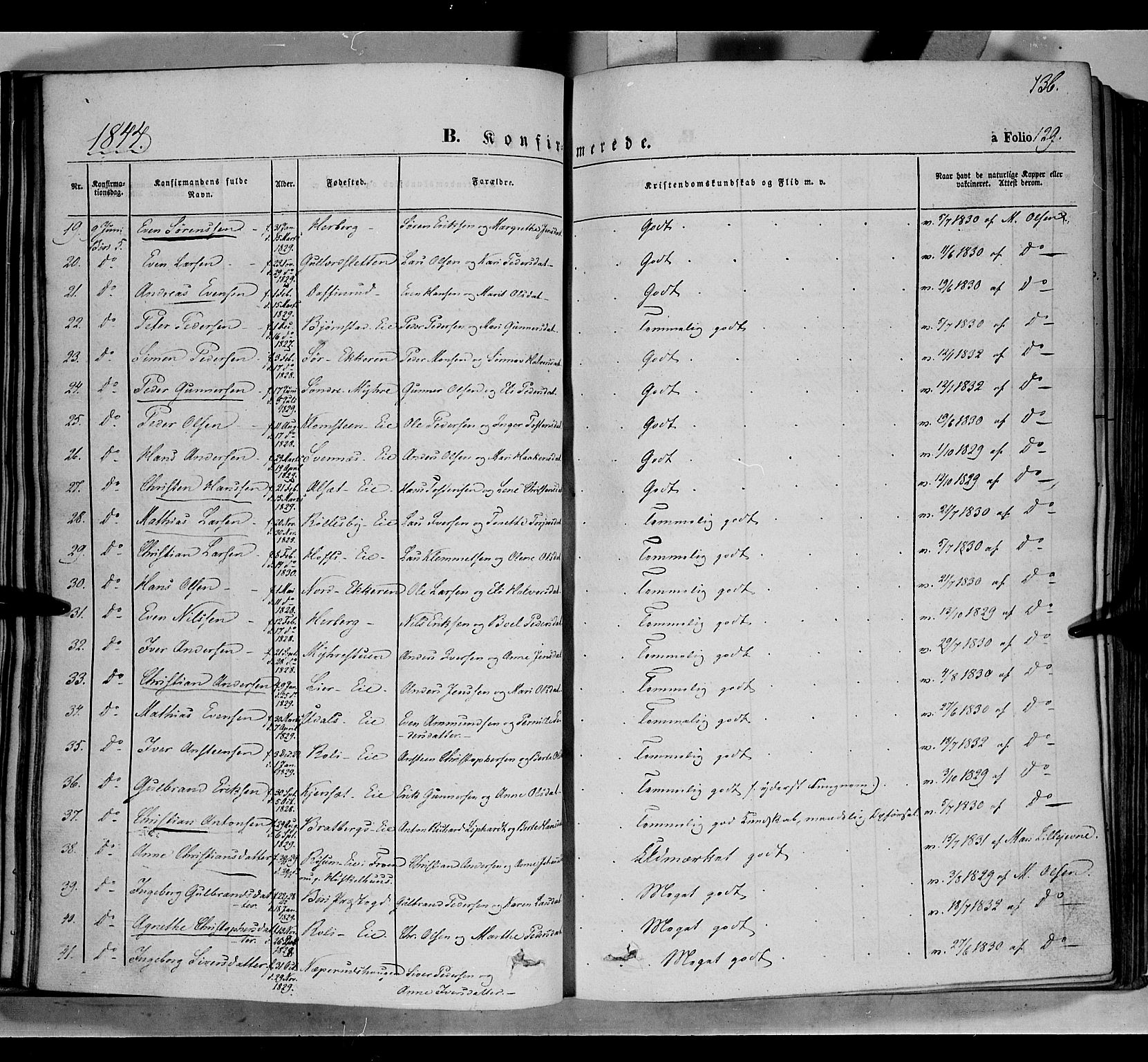 Biri prestekontor, SAH/PREST-096/H/Ha/Haa/L0005: Parish register (official) no. 5, 1843-1854, p. 136