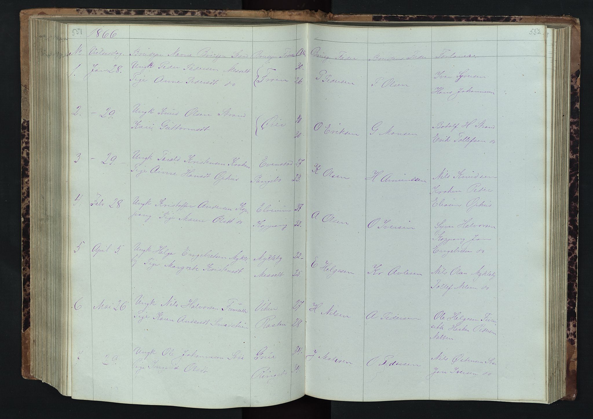 Stor-Elvdal prestekontor, SAH/PREST-052/H/Ha/Hab/L0001: Parish register (copy) no. 1 /1, 1860-1894, p. 551-552