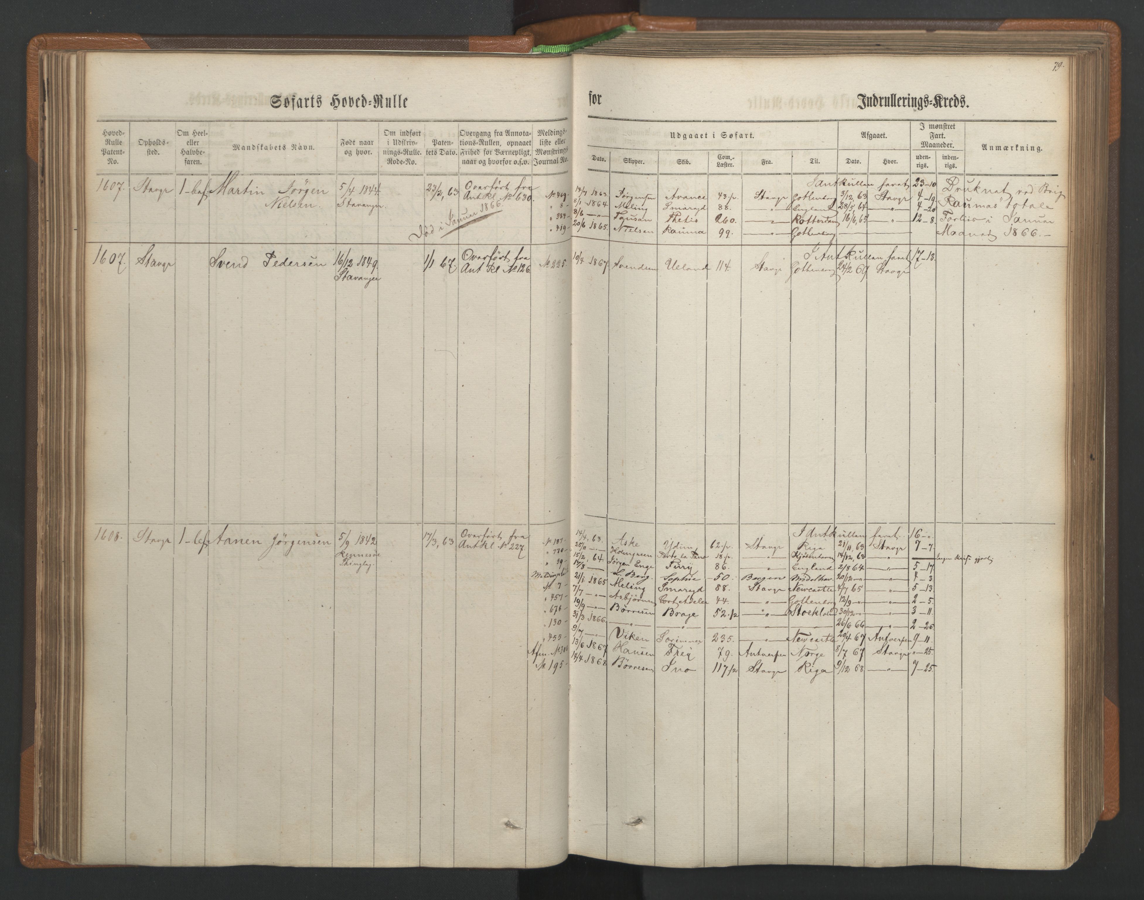 Stavanger sjømannskontor, AV/SAST-A-102006/F/Fb/Fbb/L0003: Sjøfartshovedrulle, patentnr. 1451-2270, 1863, p. 84