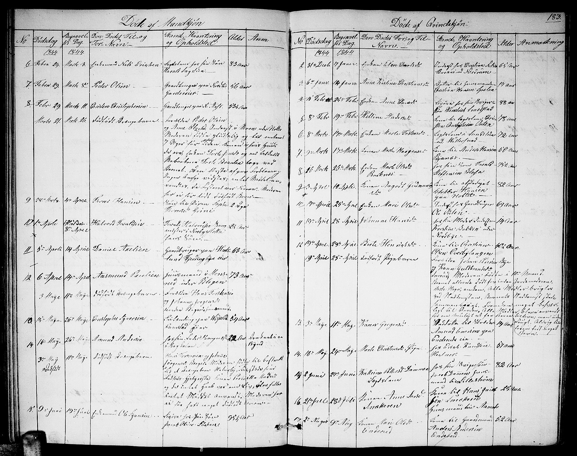 Fet prestekontor Kirkebøker, AV/SAO-A-10370a/G/Ga/L0002: Parish register (copy) no. I 2, 1843-1859, p. 183