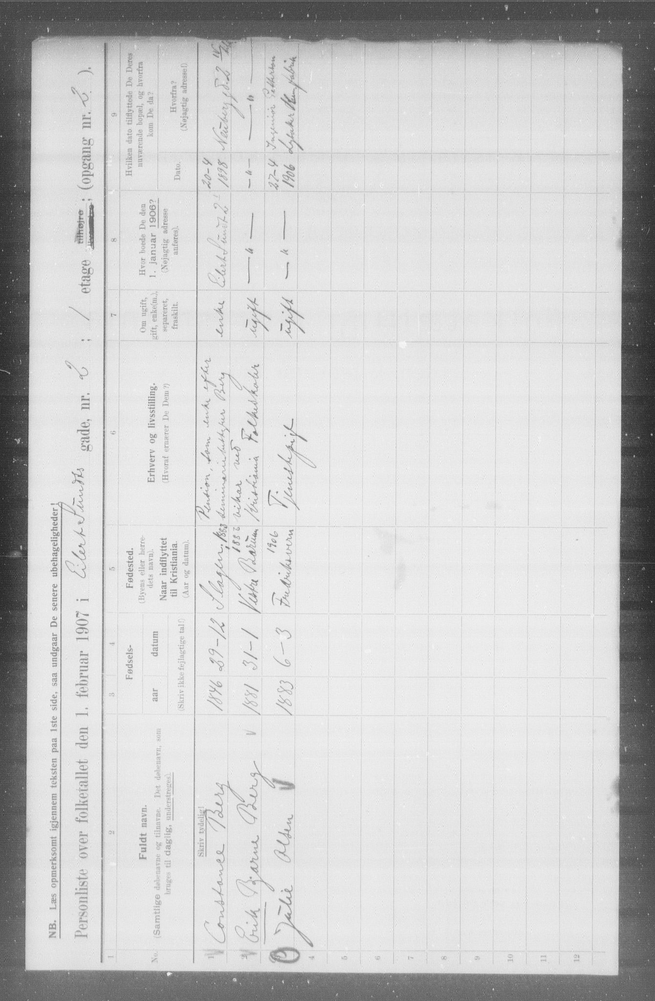 OBA, Municipal Census 1907 for Kristiania, 1907, p. 9557