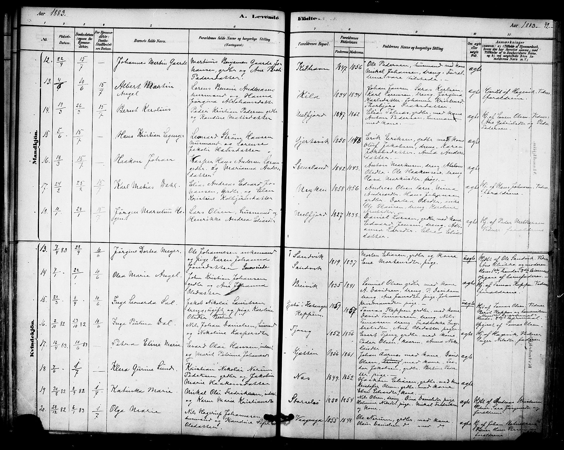 Ministerialprotokoller, klokkerbøker og fødselsregistre - Nordland, SAT/A-1459/841/L0609: Parish register (official) no. 841A12, 1878-1901, p. 42