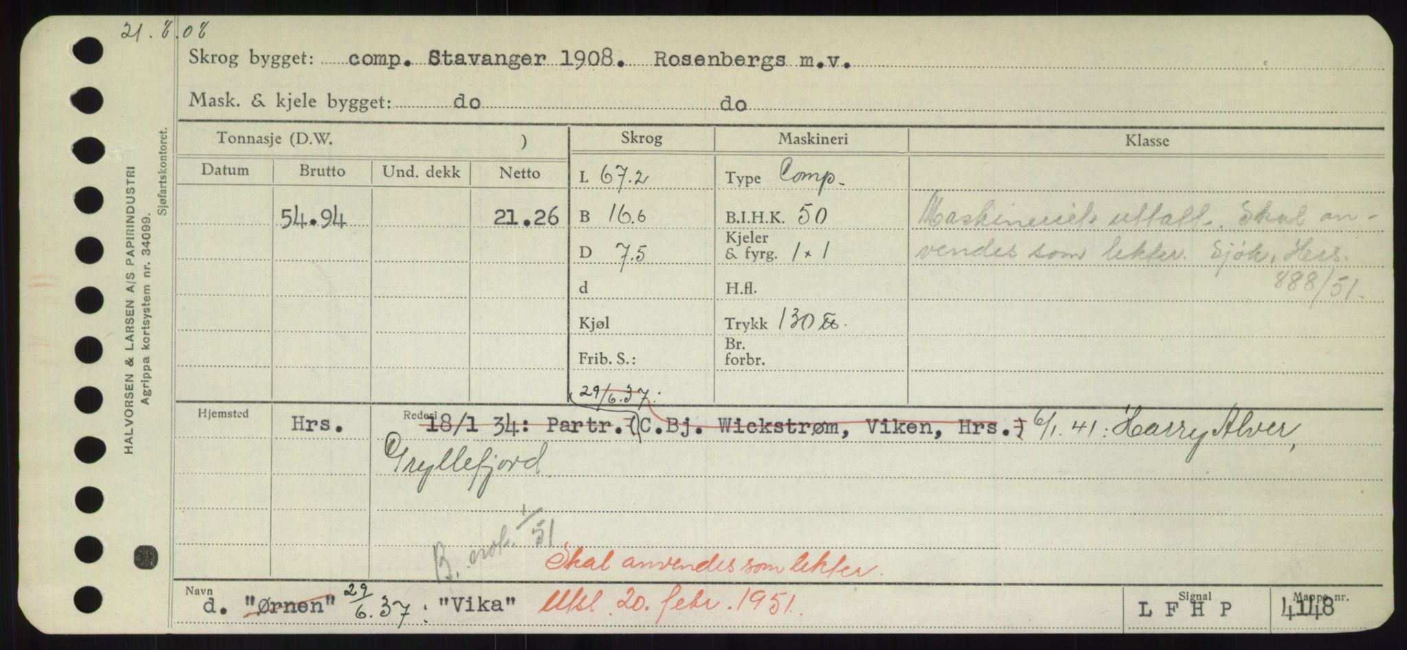 Sjøfartsdirektoratet med forløpere, Skipsmålingen, RA/S-1627/H/Hd/L0041: Fartøy, Vi-Ås, p. 91