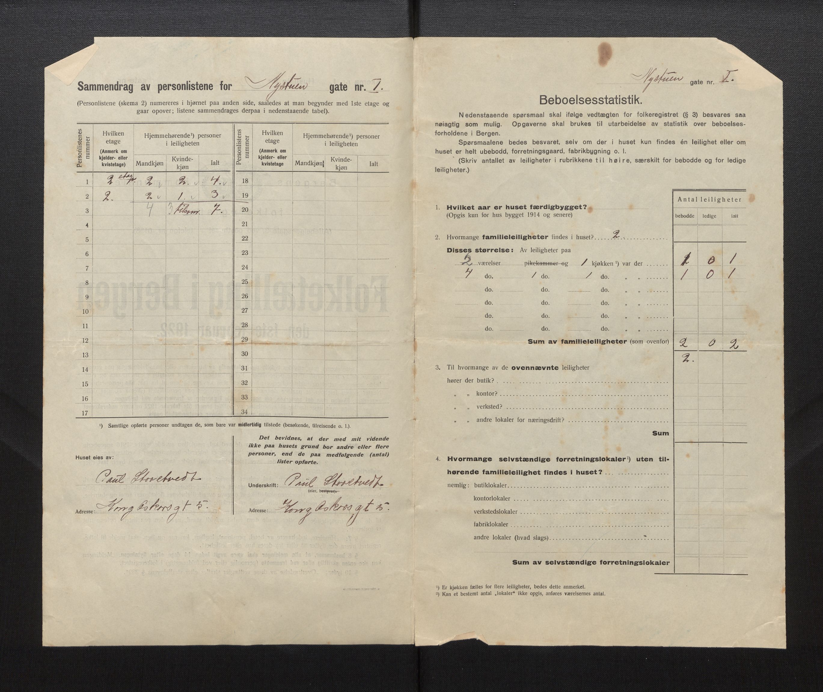 SAB, Municipal Census 1922 for Bergen, 1922, p. 29497