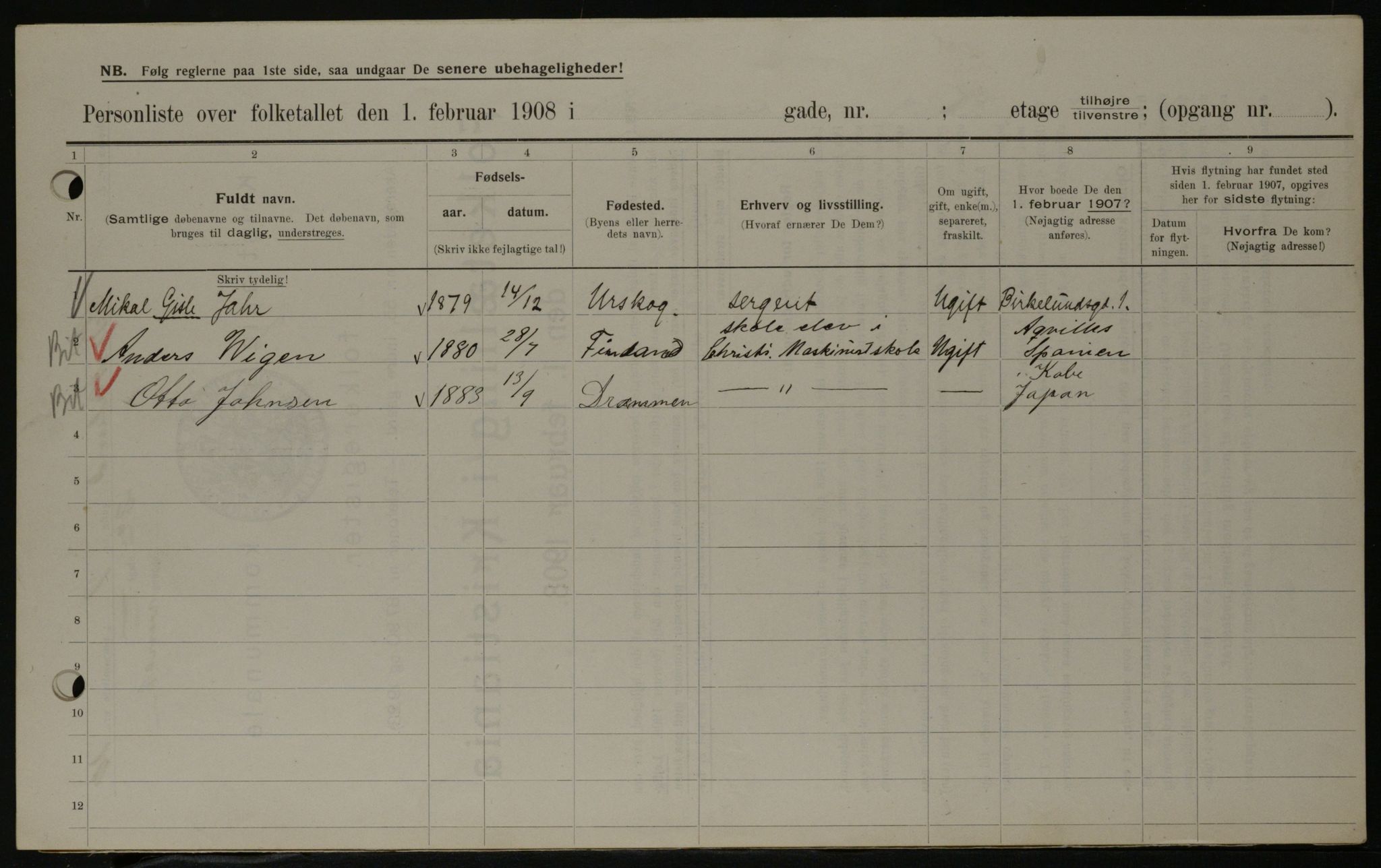 OBA, Municipal Census 1908 for Kristiania, 1908, p. 4962