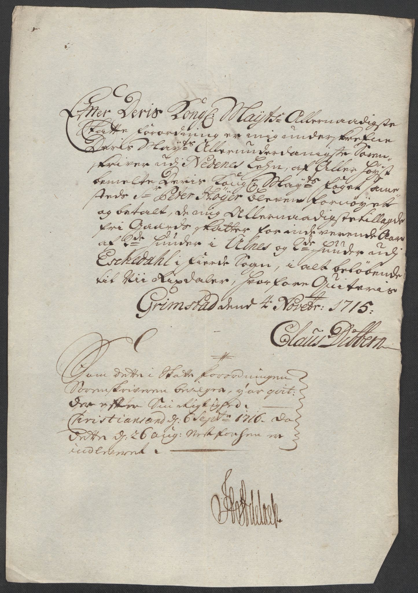 Rentekammeret inntil 1814, Reviderte regnskaper, Fogderegnskap, AV/RA-EA-4092/R39/L2323: Fogderegnskap Nedenes, 1715, p. 283