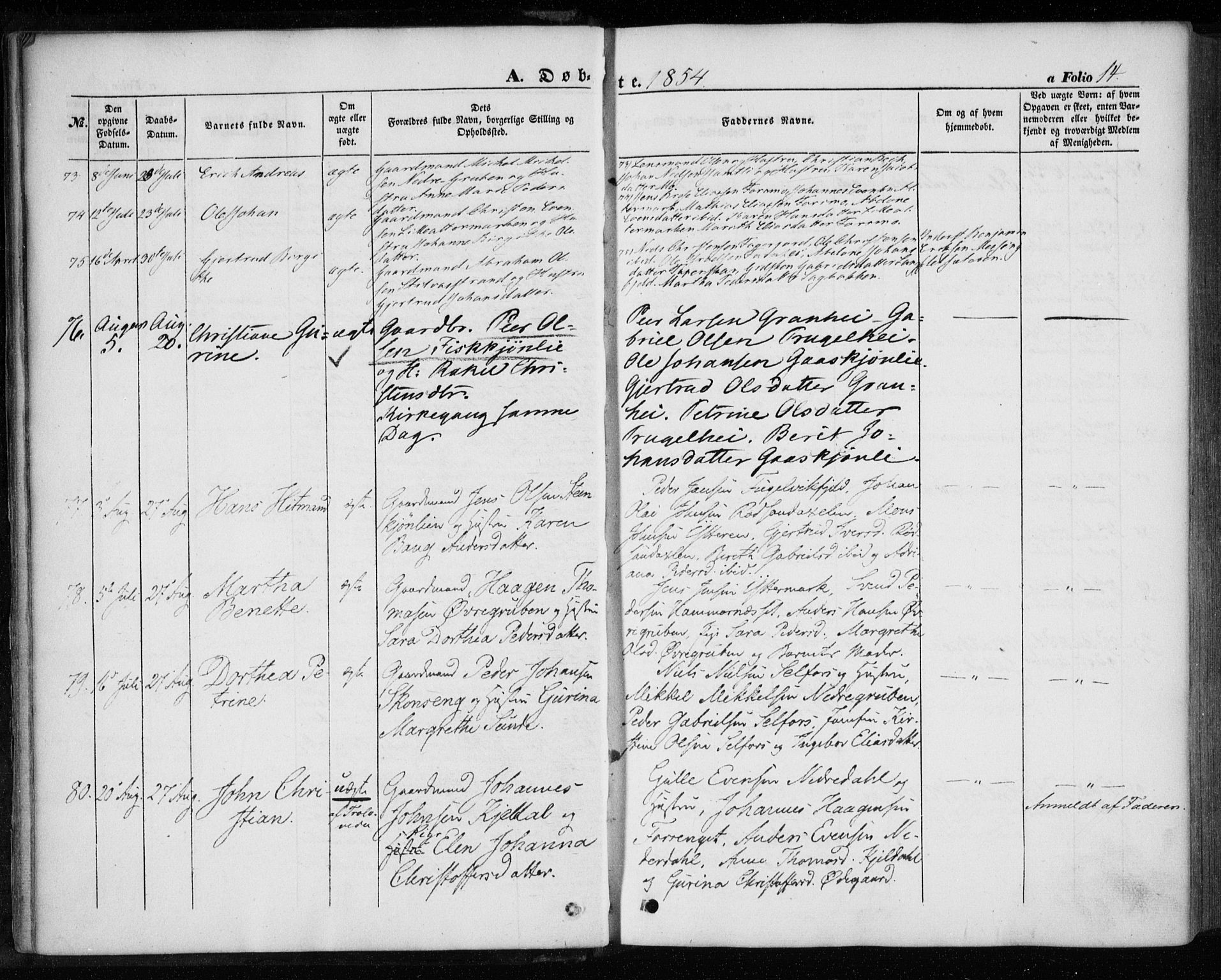 Ministerialprotokoller, klokkerbøker og fødselsregistre - Nordland, AV/SAT-A-1459/827/L0392: Parish register (official) no. 827A04, 1853-1866, p. 14