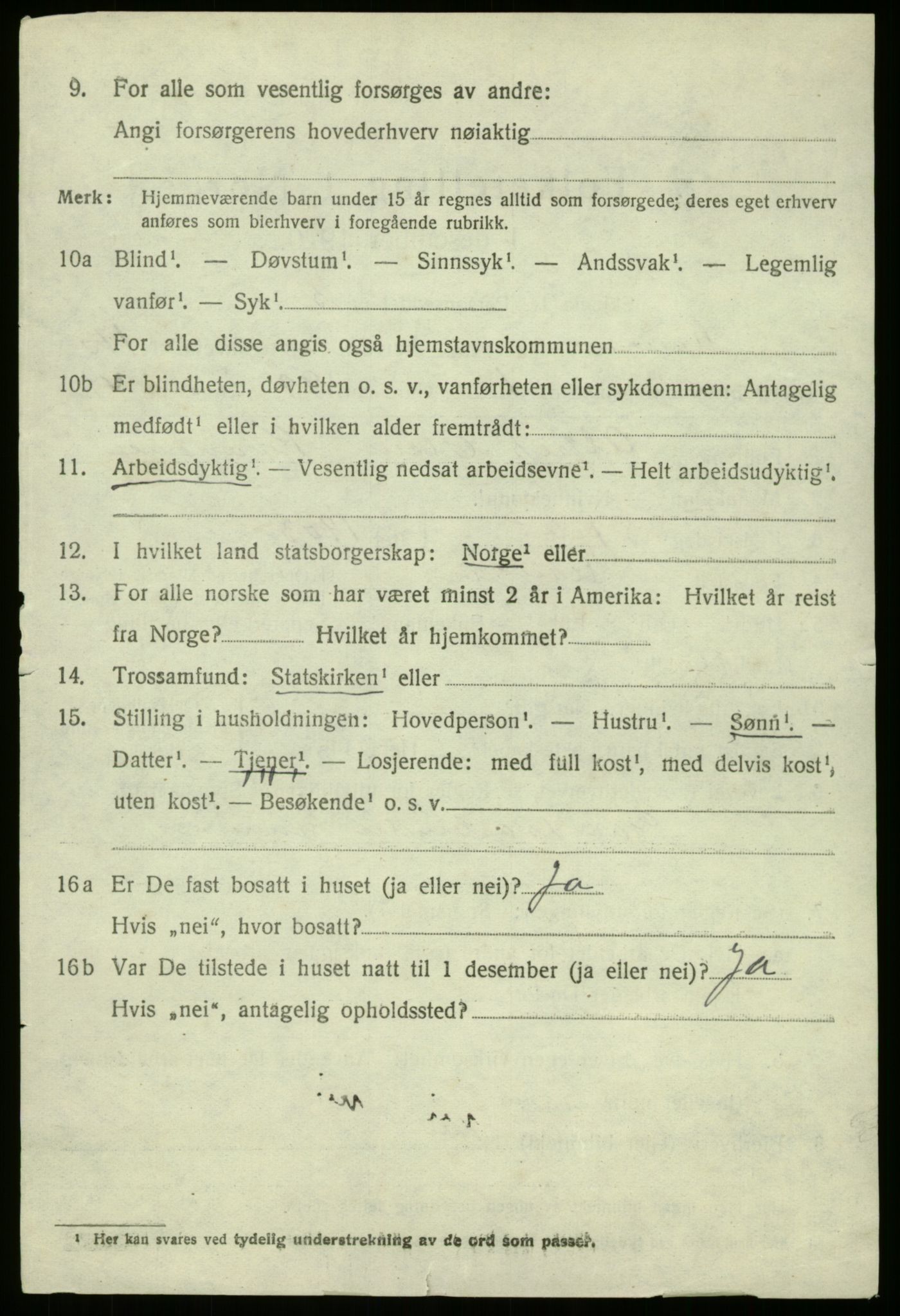 SAB, 1920 census for Manger, 1920, p. 9519