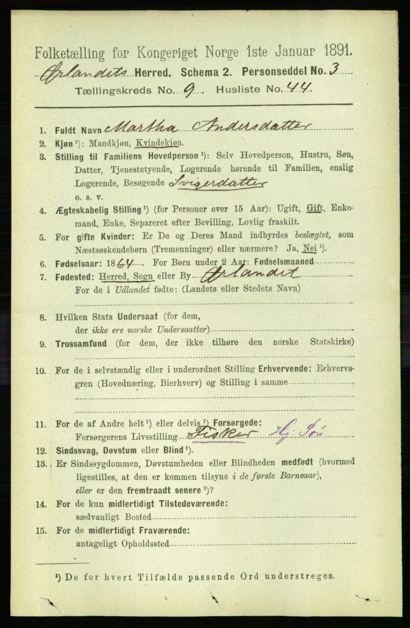 RA, 1891 census for 1621 Ørland, 1891, p. 4089