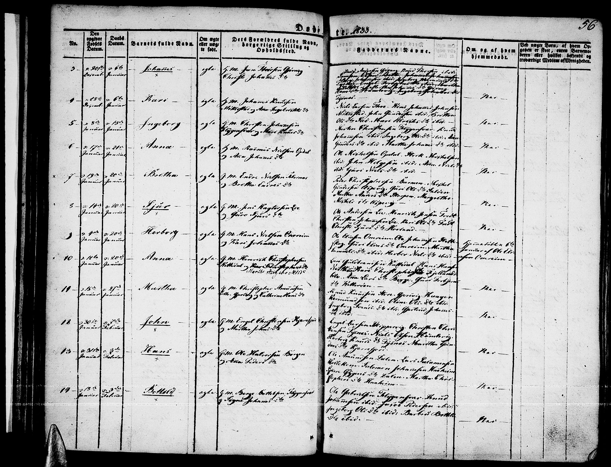 Tysnes sokneprestembete, AV/SAB-A-78601/H/Haa: Parish register (official) no. A 8, 1826-1837, p. 56